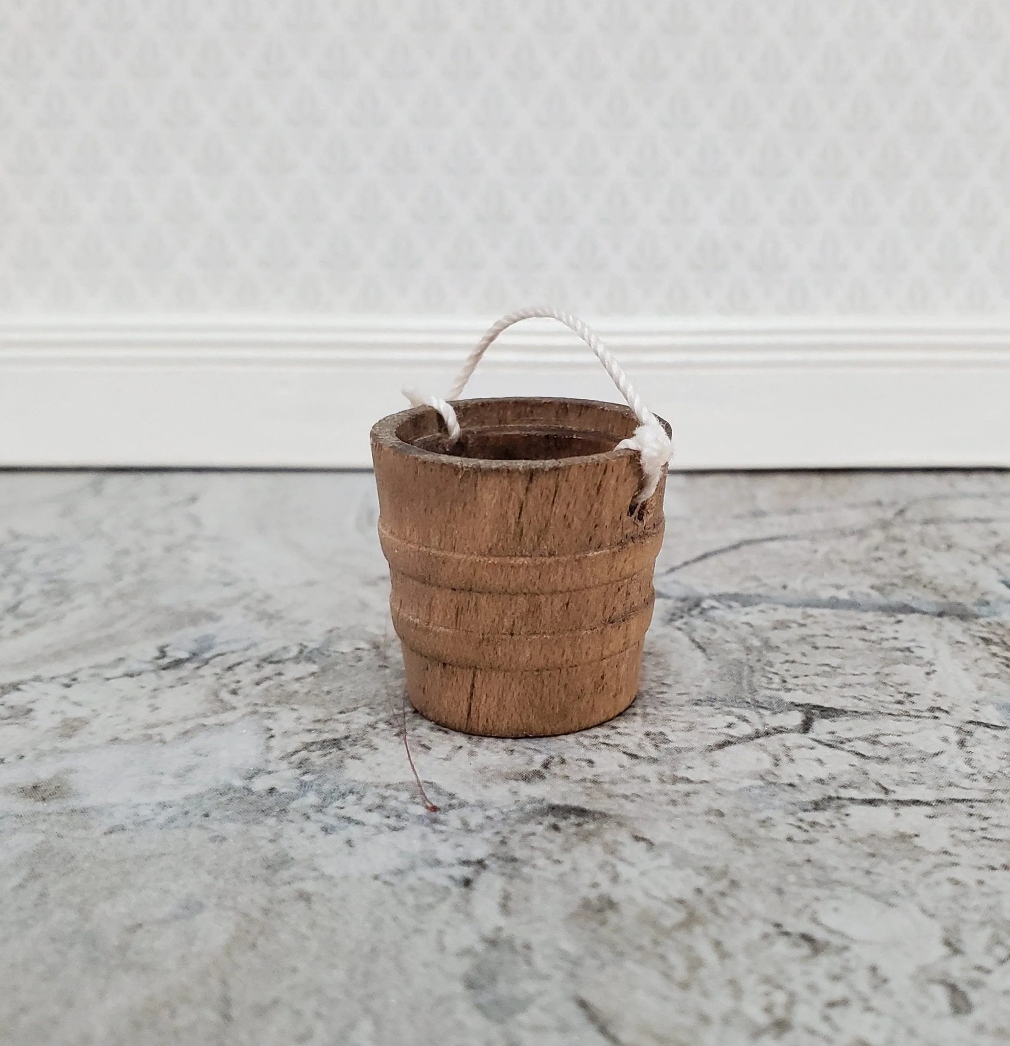 Dollhouse "Filled" Water Bucket Aged Wood 1:12 Scale Miniature Accessories - Image 3