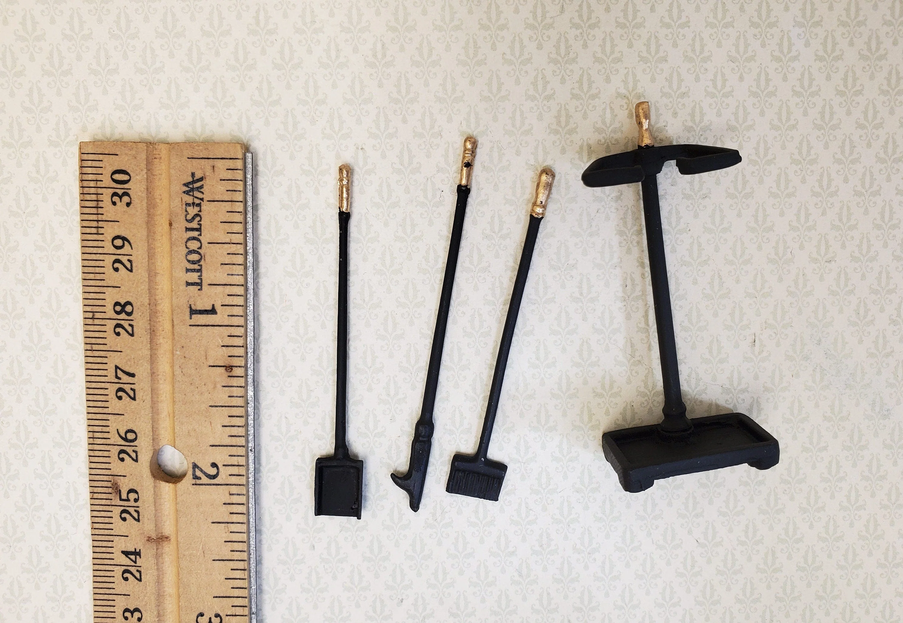 Dollhouse Fireplace Accessory Set Shovel Broom Poker Black 1:12 Scale Miniature - Image 5