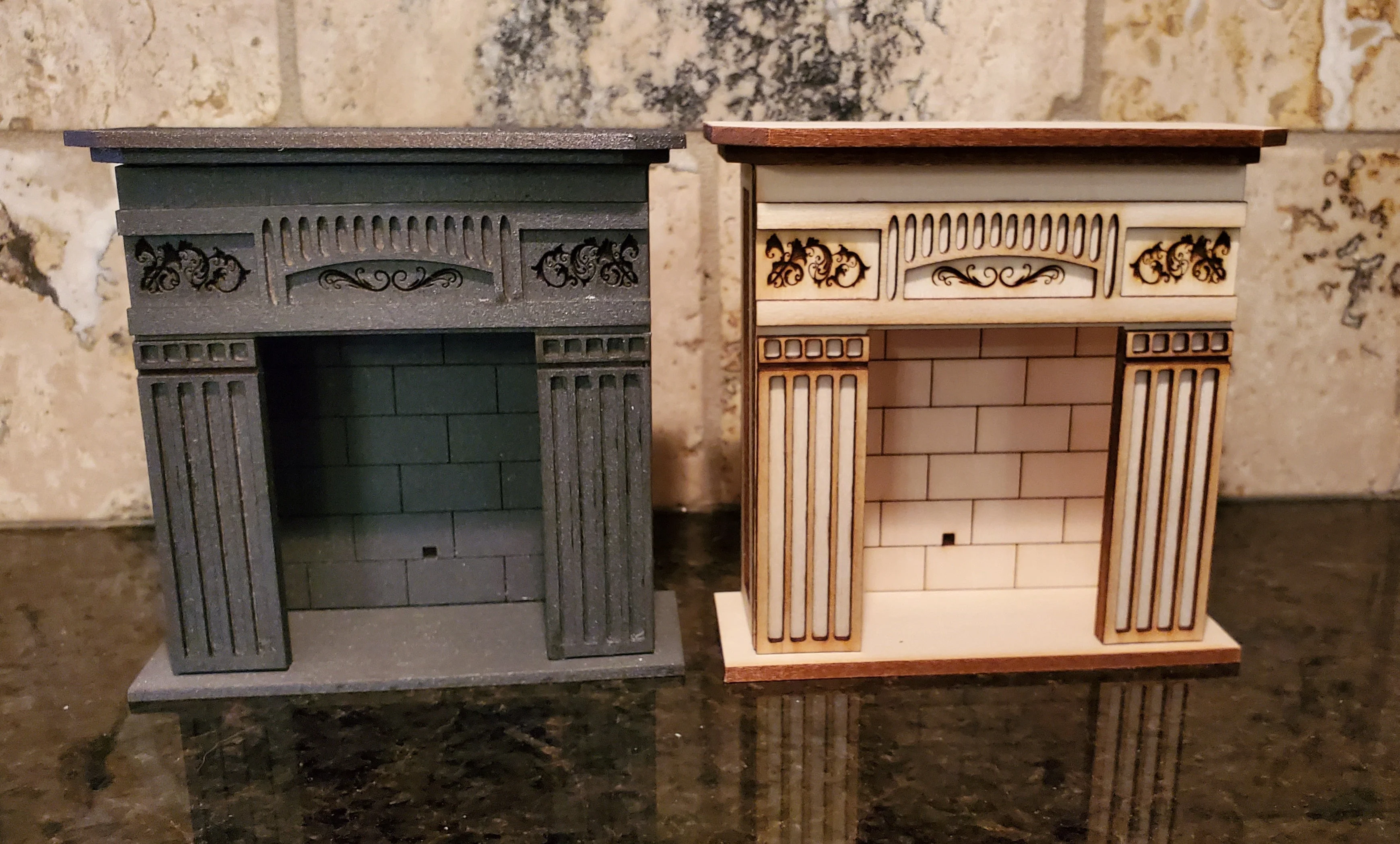 Dollhouse Fireplace KIT Victorian Style DIY 1:12 Scale Original Design Laser Cut - Image 5