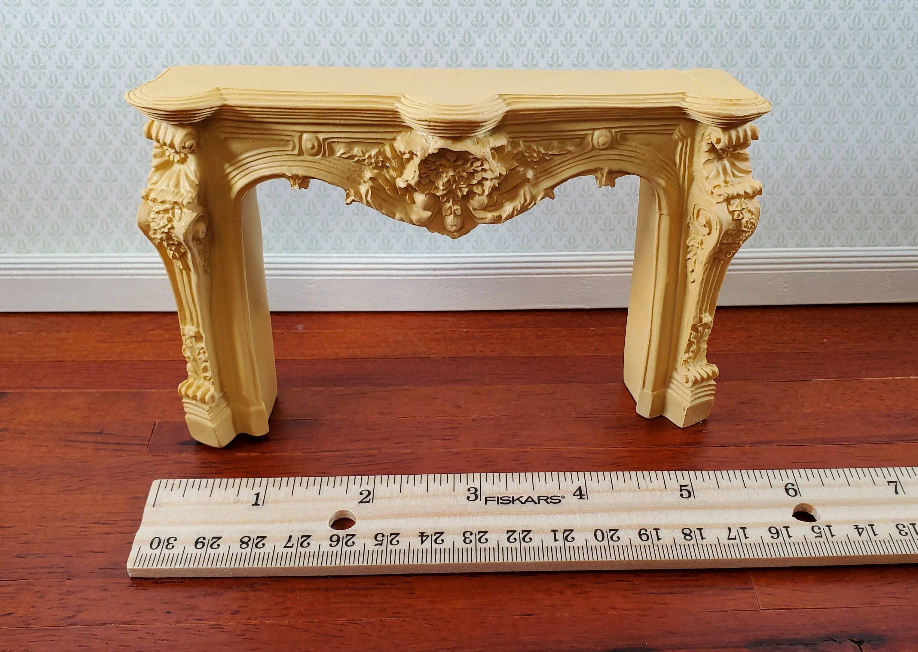 Dollhouse Fireplace Large Ornate Beige Dark Cream 1:12 Scale Miniature Furniture - Image 3