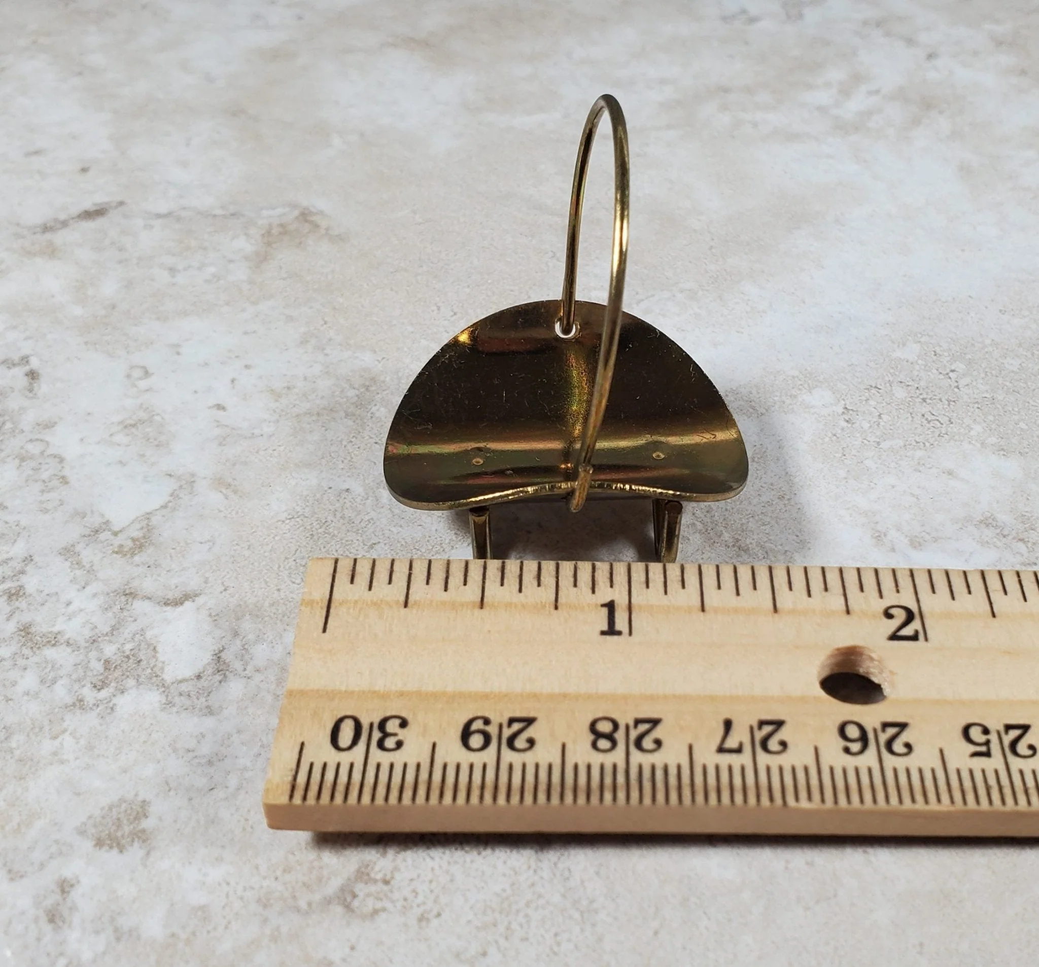 Dollhouse Fireplace Log Rack Holder with Handle Gold Metal 1:12 Scale Miniature - Image 5