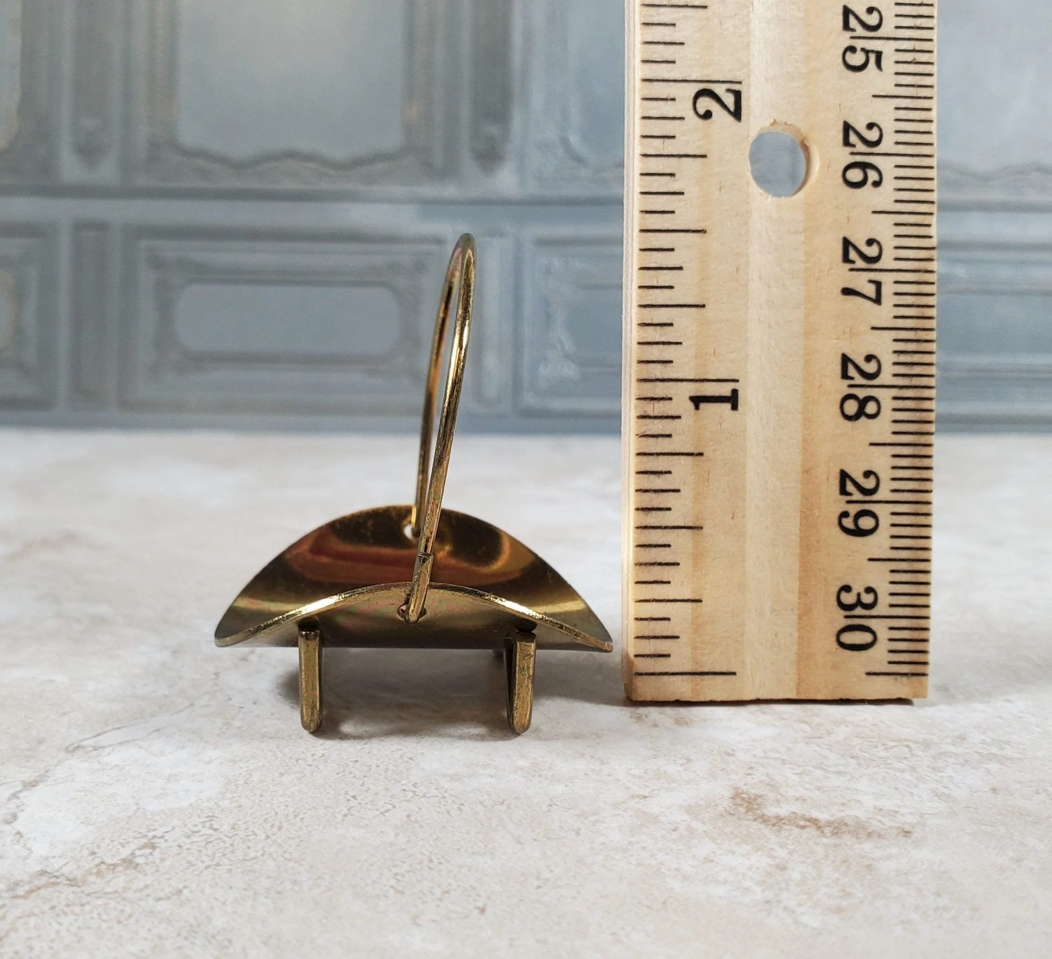 Dollhouse Fireplace Log Rack Holder with Handle Gold Metal 1:12 Scale Miniature - Image 6