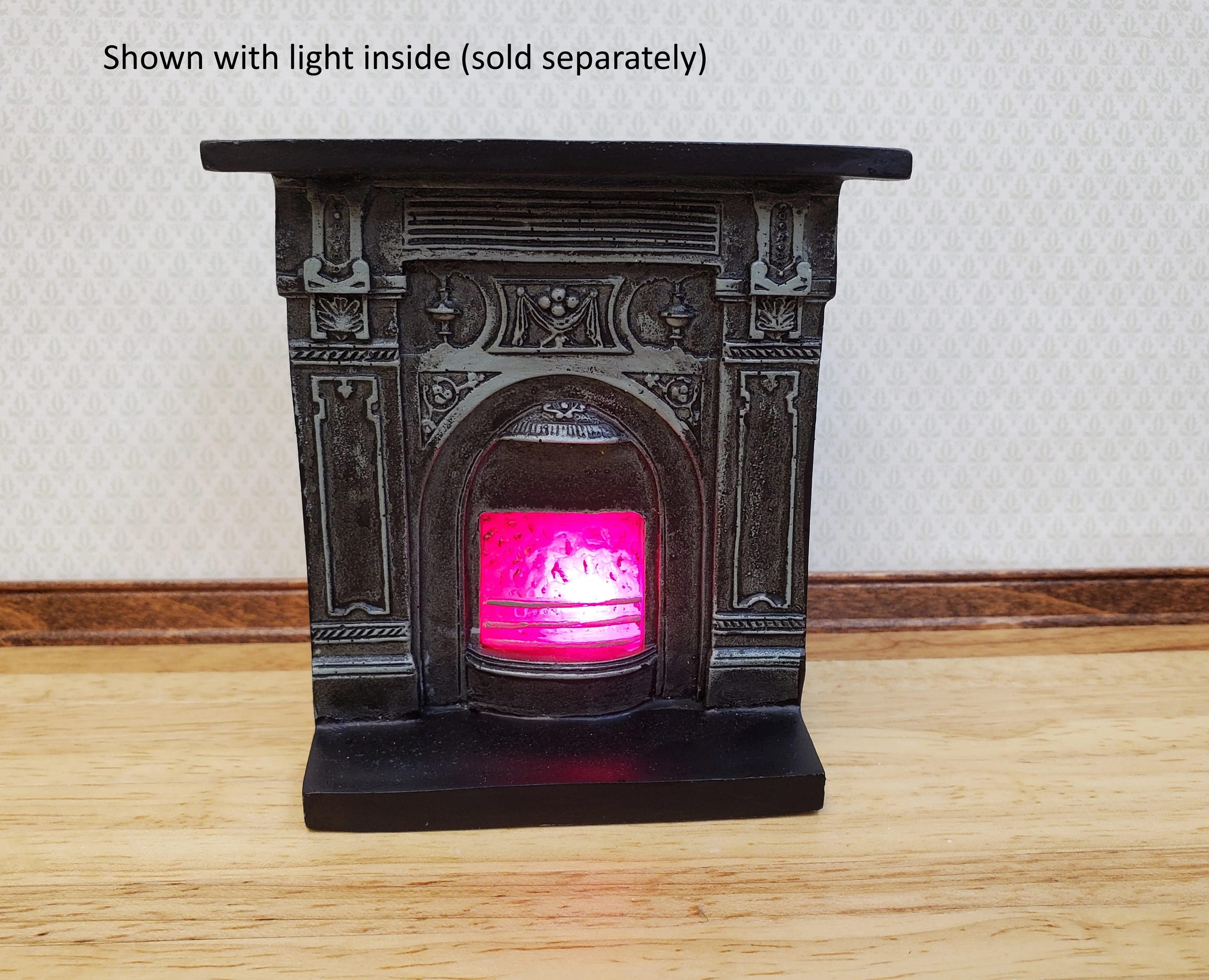 Dollhouse Fireplace with "Lit" Fire Victorian Style 1:12 Scale Miniature Furniture - Image 3
