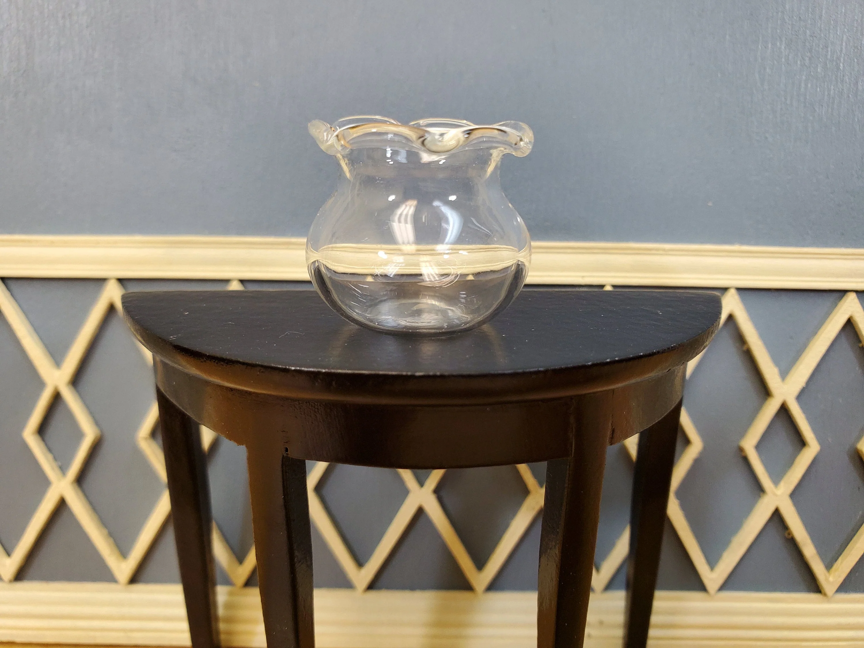 Dollhouse Fish Bowl Fluted Rim Clear Empty Glass Large 1:12 Scale Miniature