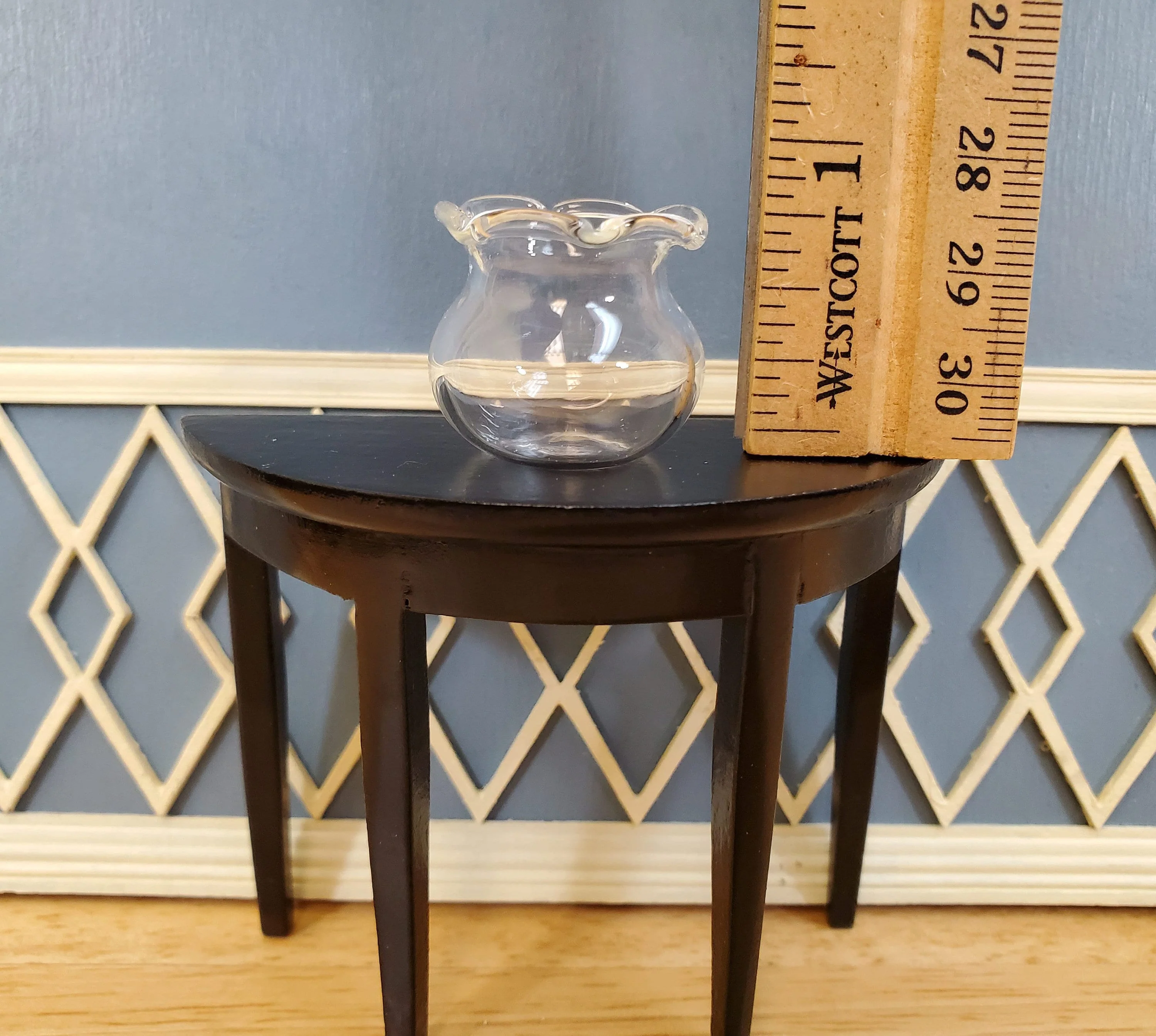 Dollhouse Fish Bowl Fluted Rim Clear Empty Glass Large 1:12 Scale Miniature - Image 3