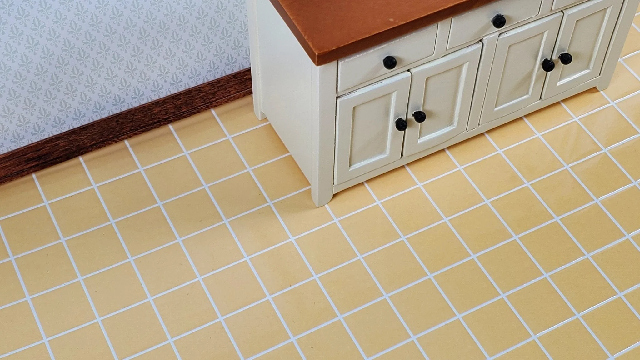 Dollhouse Floor Tile Card Muted Yellow 1:12 Scale Miniature Flooring World Model - Image 3
