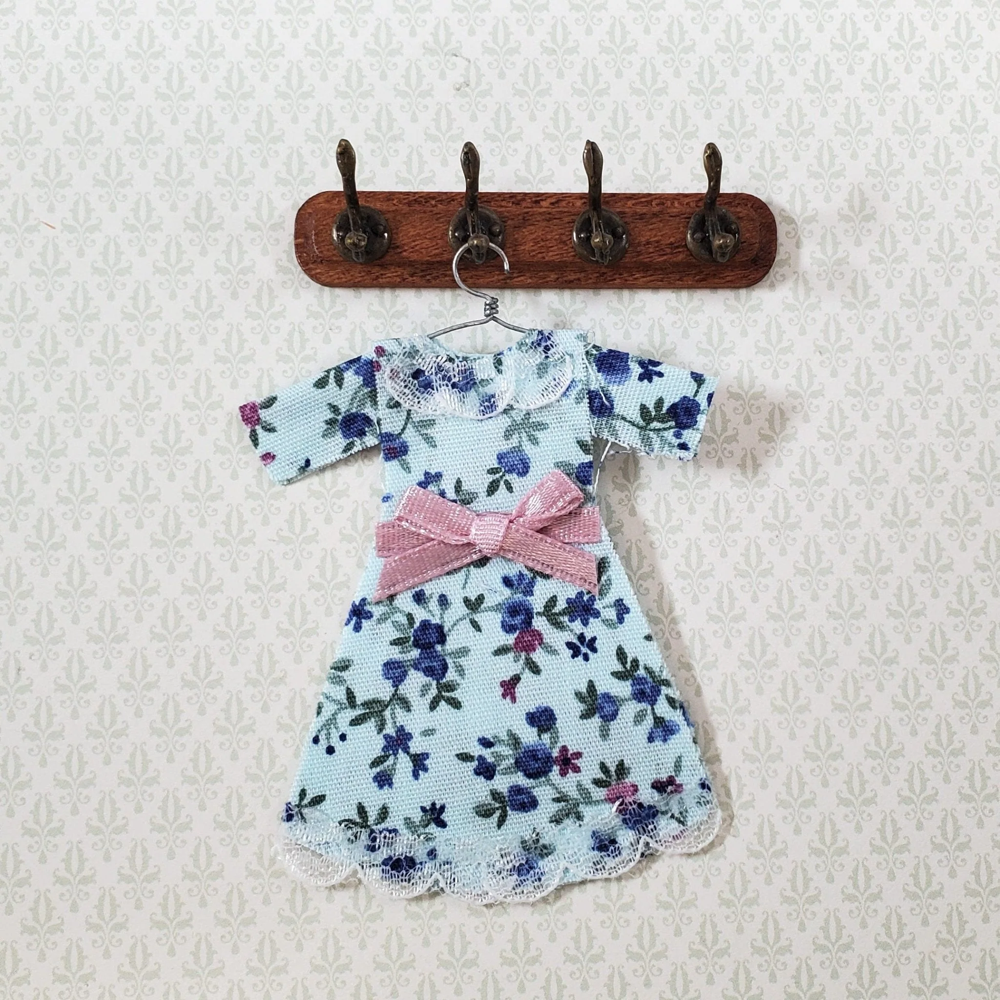 Dollhouse Floral Dress 1:12 Child Size Clothes on a Hanger Flat Decoration Only - Image 2