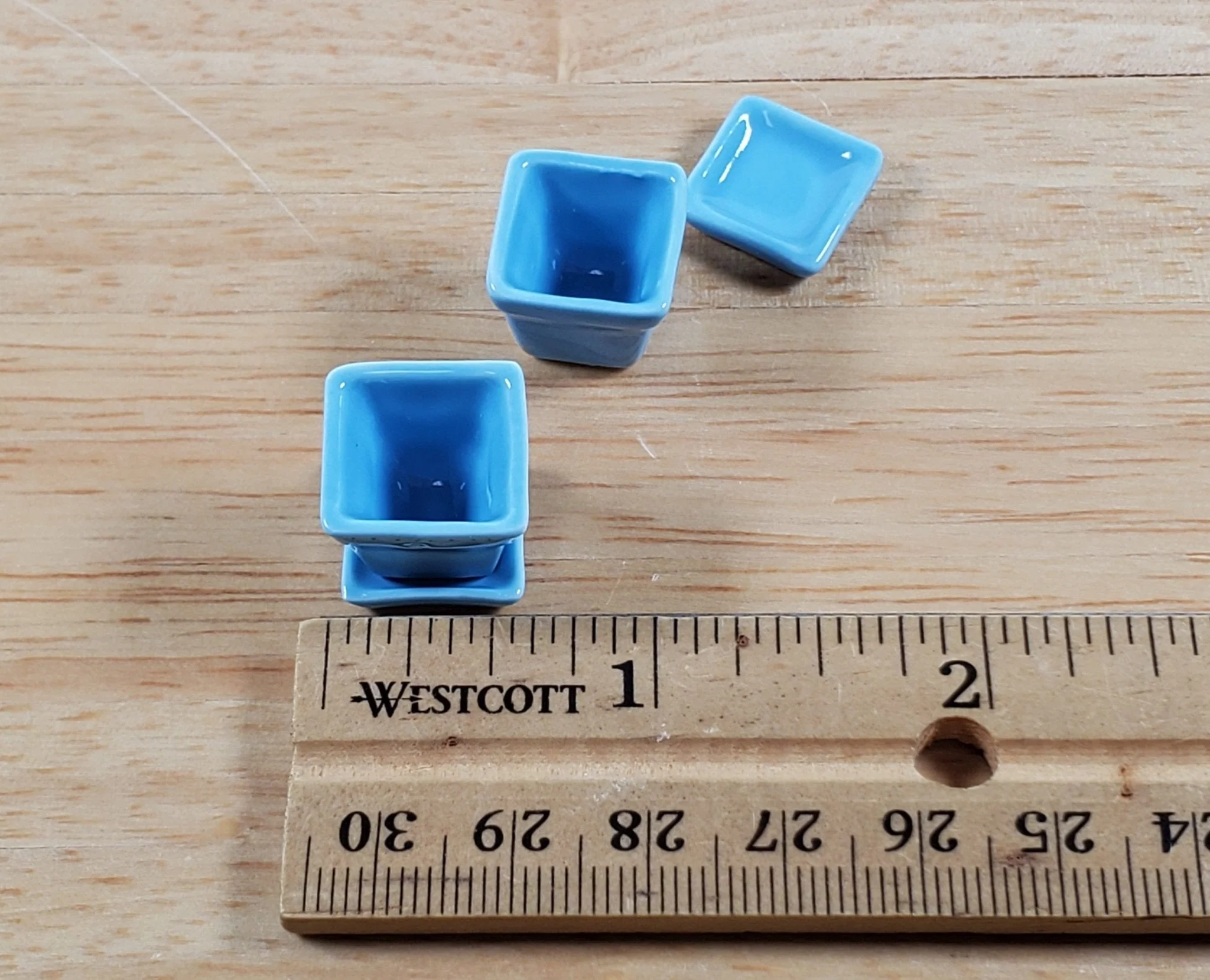 Dollhouse Flower Pots Planters Set of 2 Blue Ceramic 1:12 Scale Miniature - Image 5