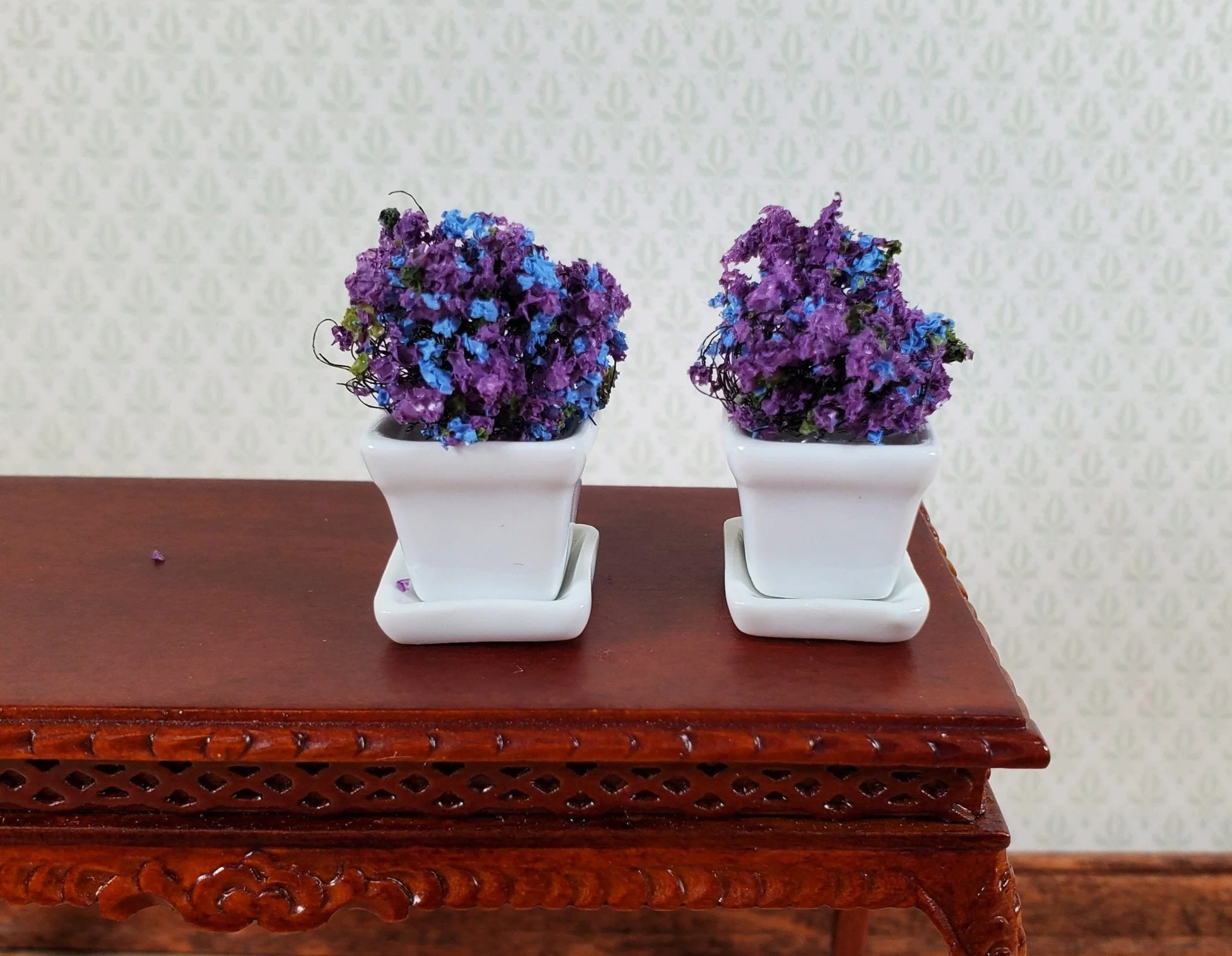 Dollhouse Flower Pots Planters Set of 2 White Ceramic 1:12 Scale Miniature - Image 3