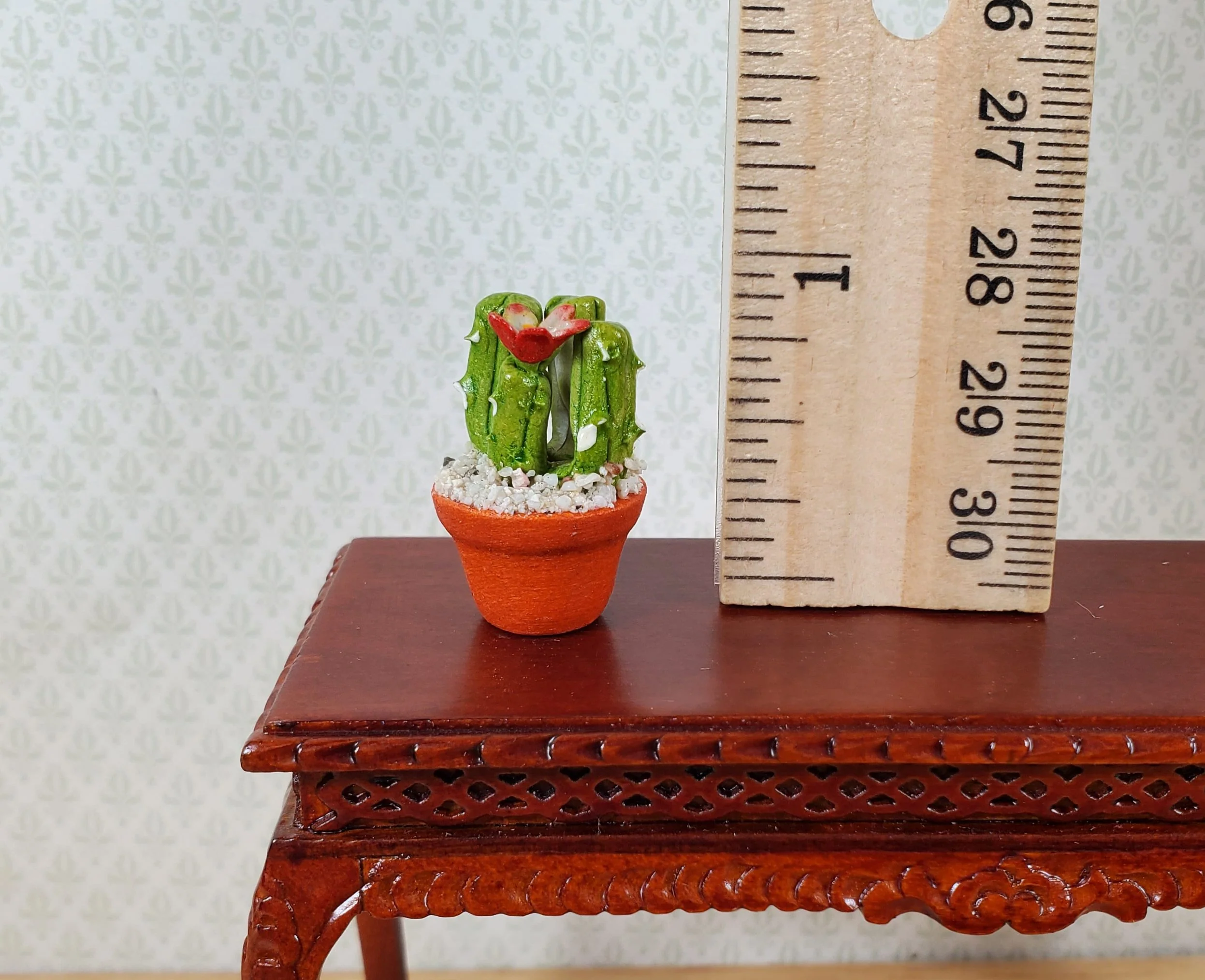Dollhouse Flowering Cactus Plant in a Terra Cotta Planter 1:12 Scale Miniature - Image 3