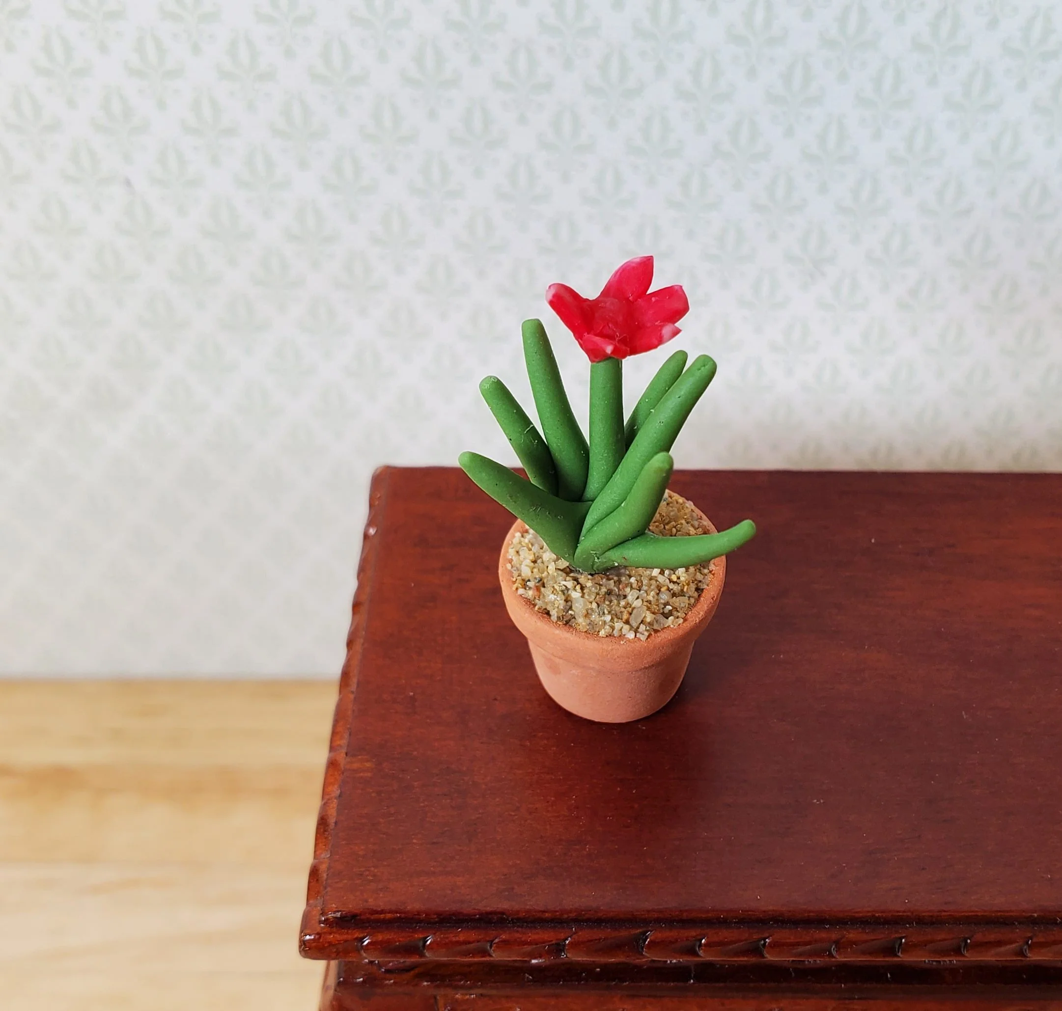 Dollhouse Flowering Spiky Cactus Plant in a Terra Cotta Pot 1:12 Scale Miniature - Image 2