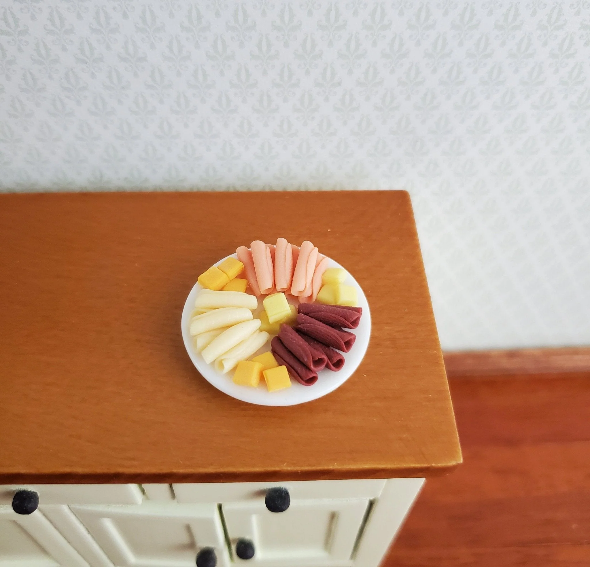 Dollhouse Food Cold Cuts Meat & Cheese Party Tray 1:12 Scale Miniature Kitchen
