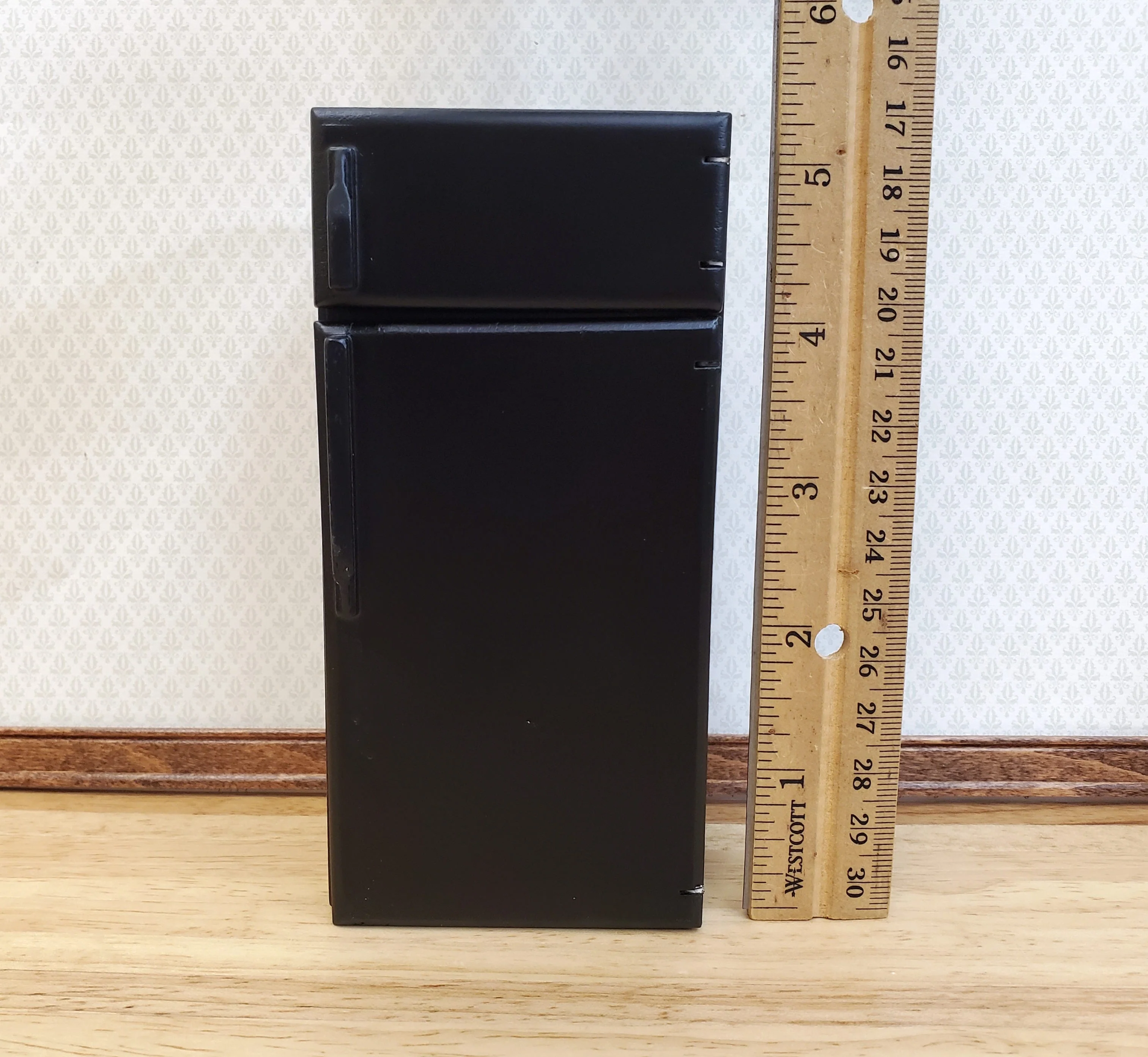 Dollhouse Fridge Modern Refrigerator Freezer Black 2 Door 1:12 Scale Miniature - Image 5