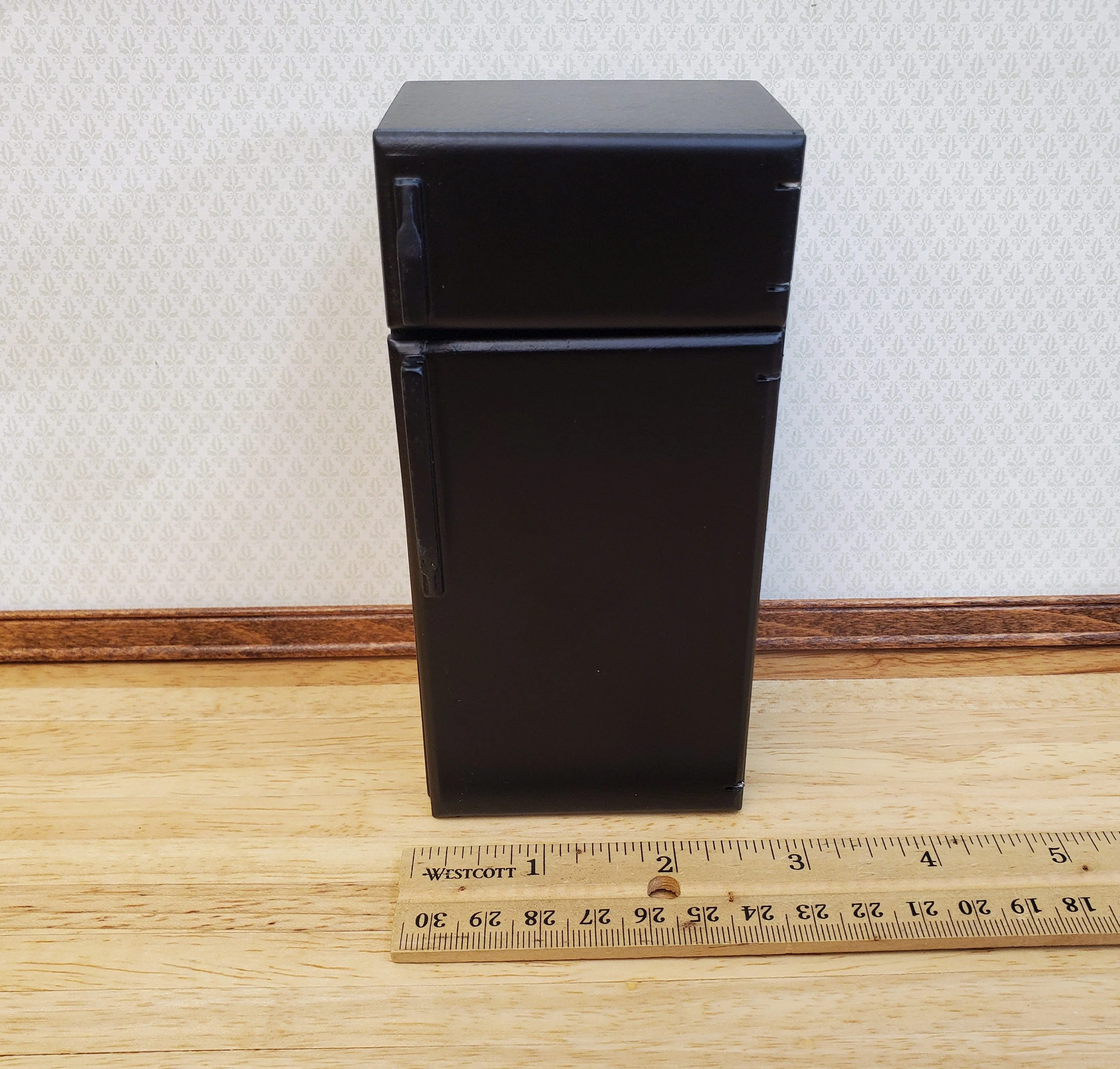 Dollhouse Fridge Modern Refrigerator Freezer Black 2 Door 1:12 Scale Miniature - Image 6