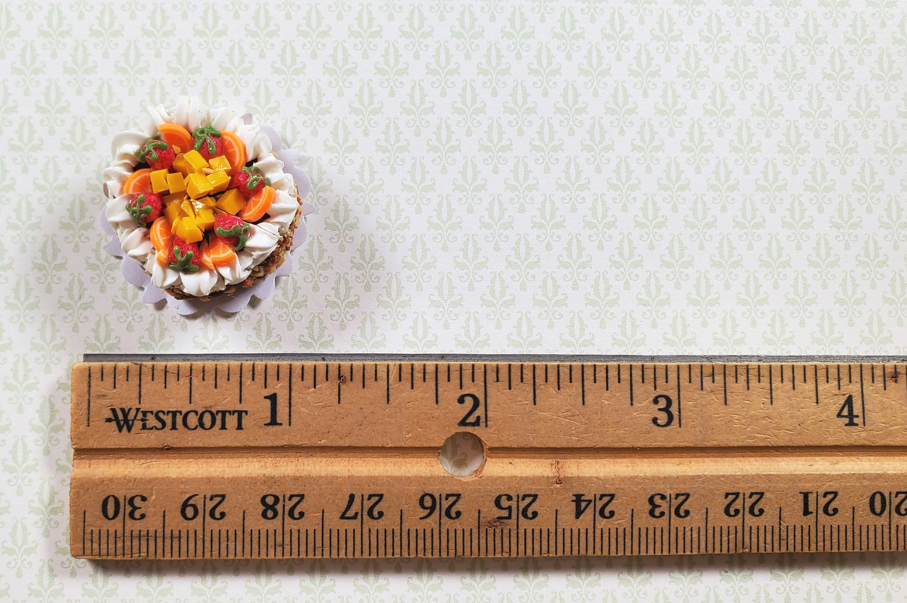 Dollhouse Fruit Topped Cake Sliced 1:12 Scale Miniature Dessert Food Bakery - Image 3