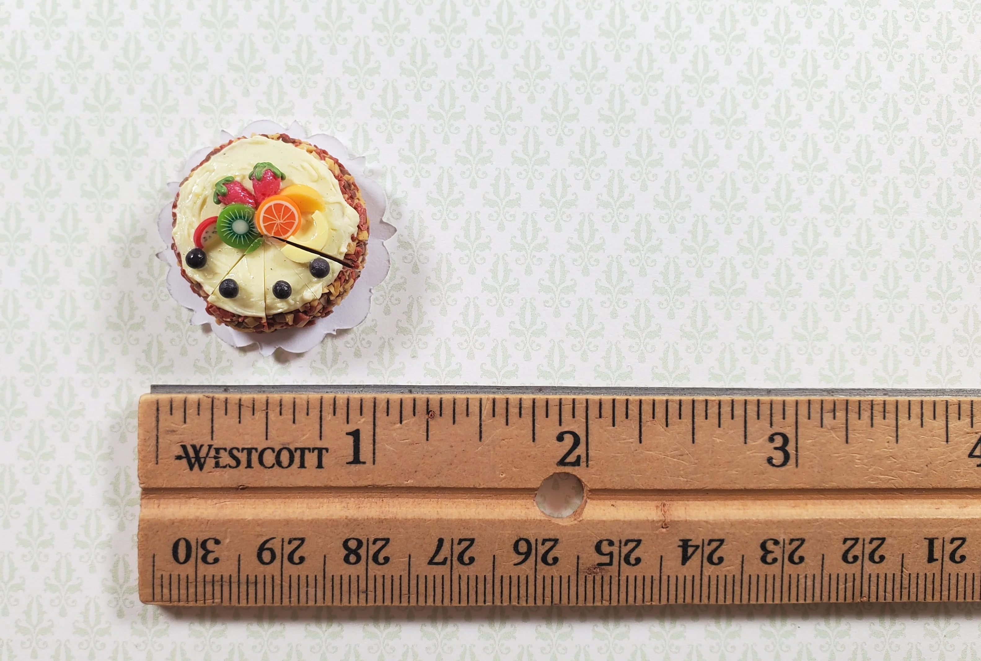 Dollhouse Fruit Topped Cake Sliced 1:12 Scale Miniature Dessert Food Bakery - Image 3