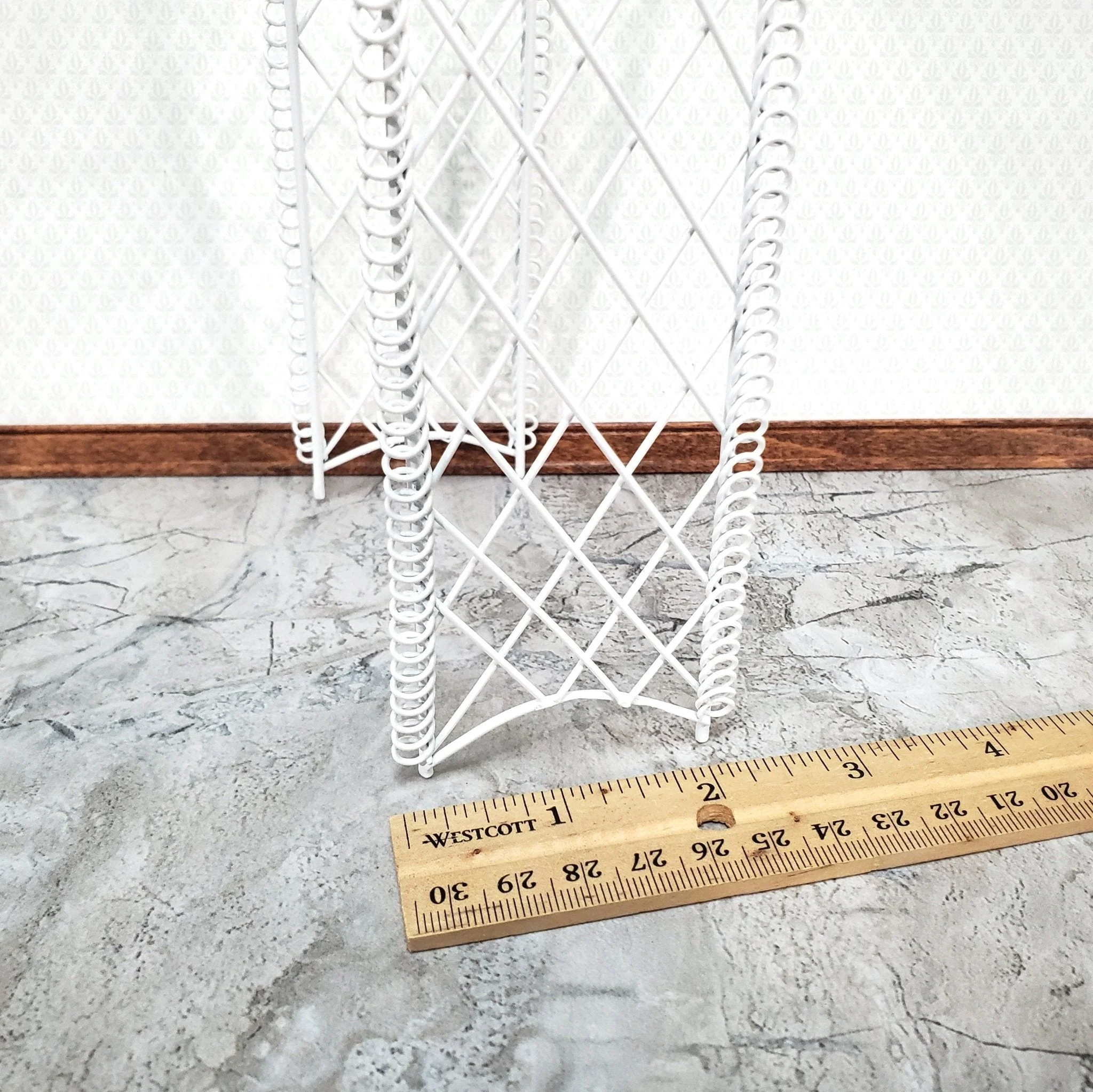 Dollhouse Garden Arbor Trellis Arch for Flowers White Metal 1:12 Scale Miniature Decor - Image 6