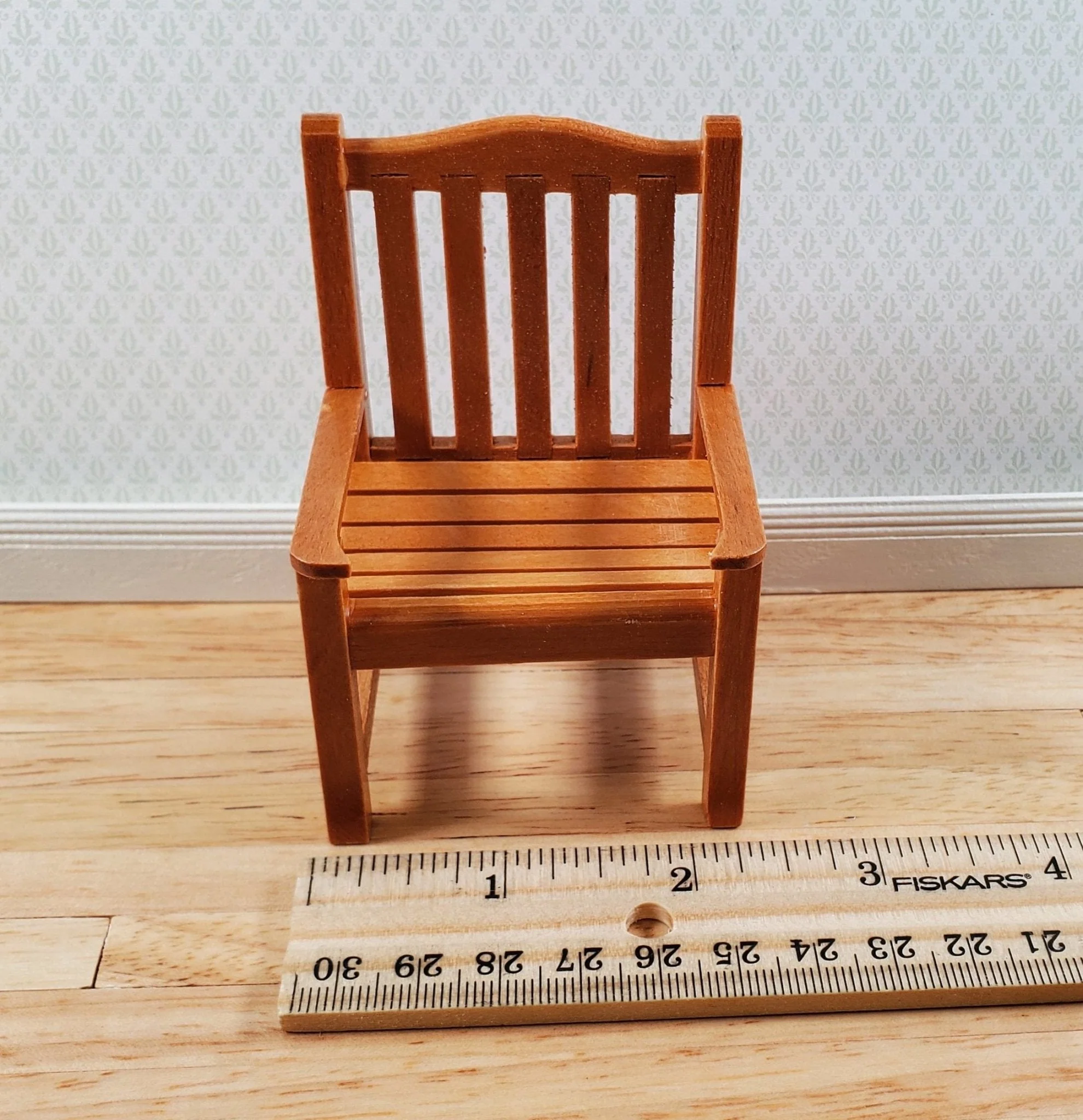 Dollhouse Garden Chair Wood with Walnut Finish 1:12 Scale Miniature Furniture - Image 5