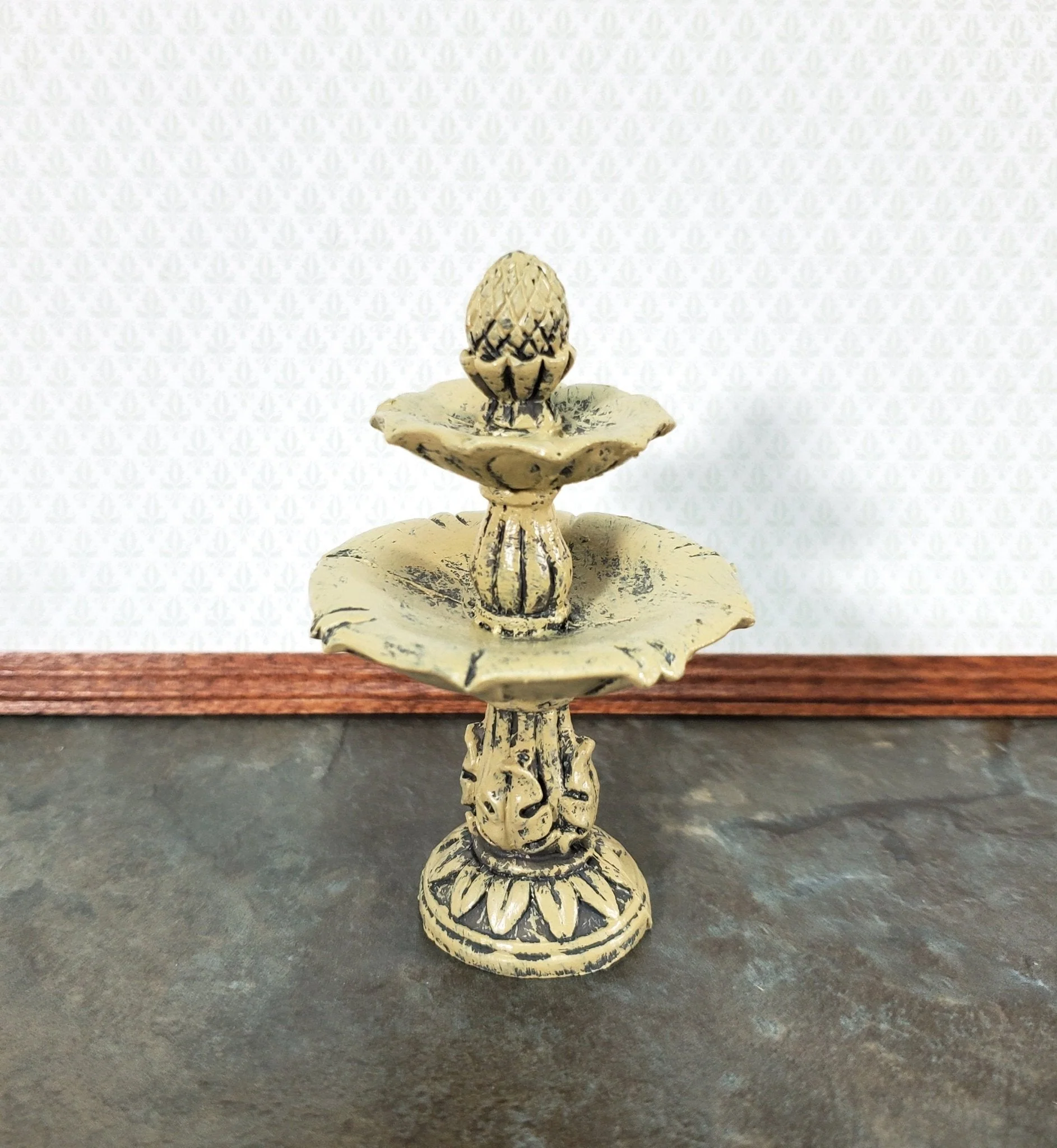 Dollhouse Garden Fountain Bird Bath Fairy Garden 1:12 Scale Miniature Decor - Image 2