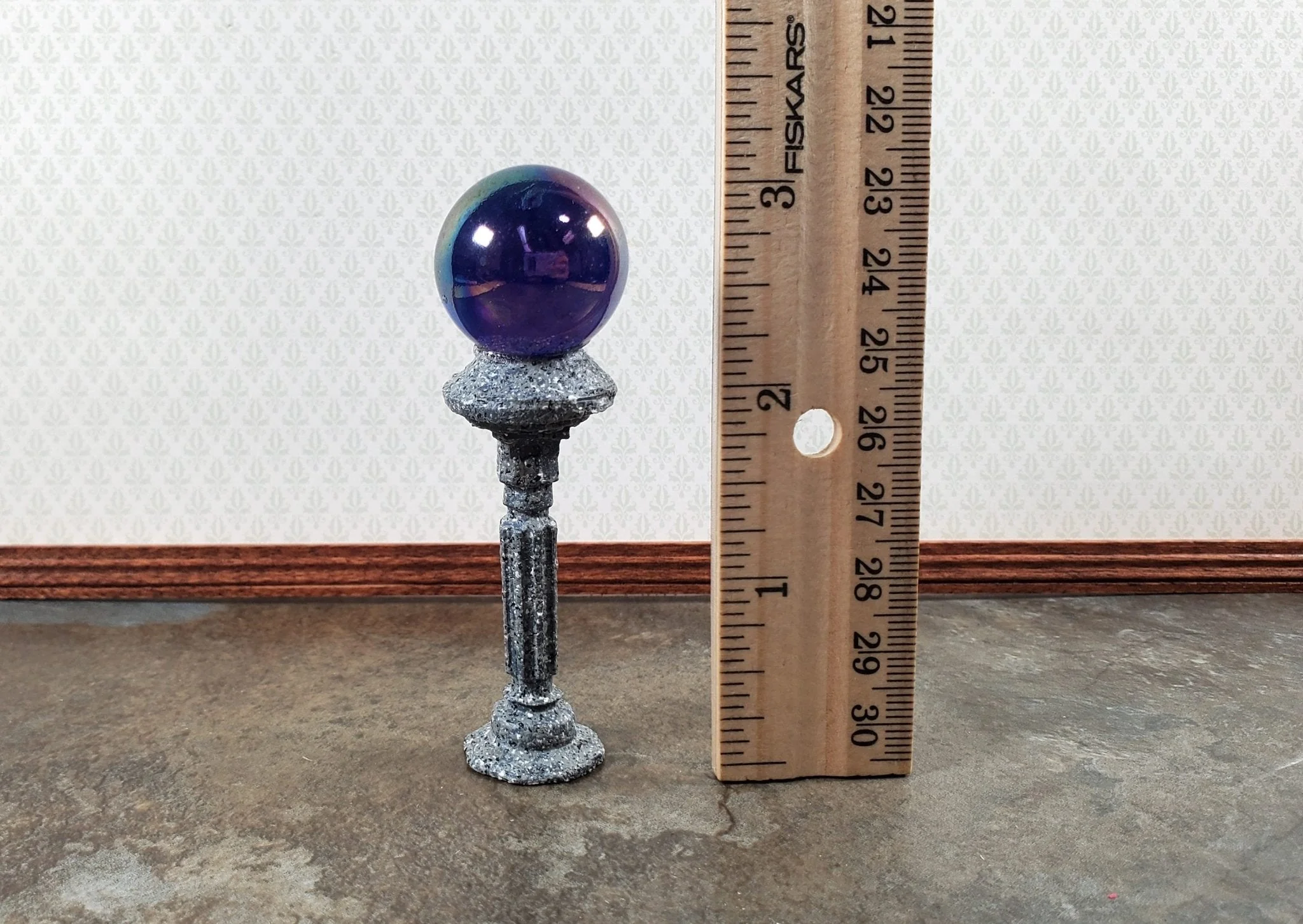 Dollhouse Garden Gazing Ball on a Pedestal 1:12 Scale Miniature Decor Accessory - Image 4