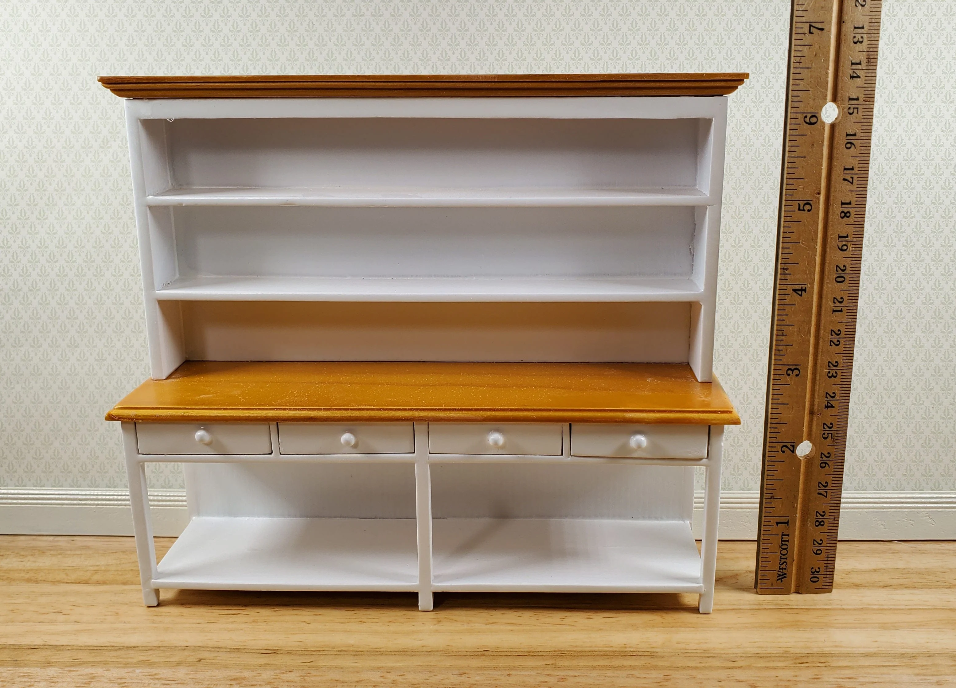 Dollhouse Georgian Welsh Dresser Kitchen Cupboard 1:12 Scale Miniature White Finish - Image 5