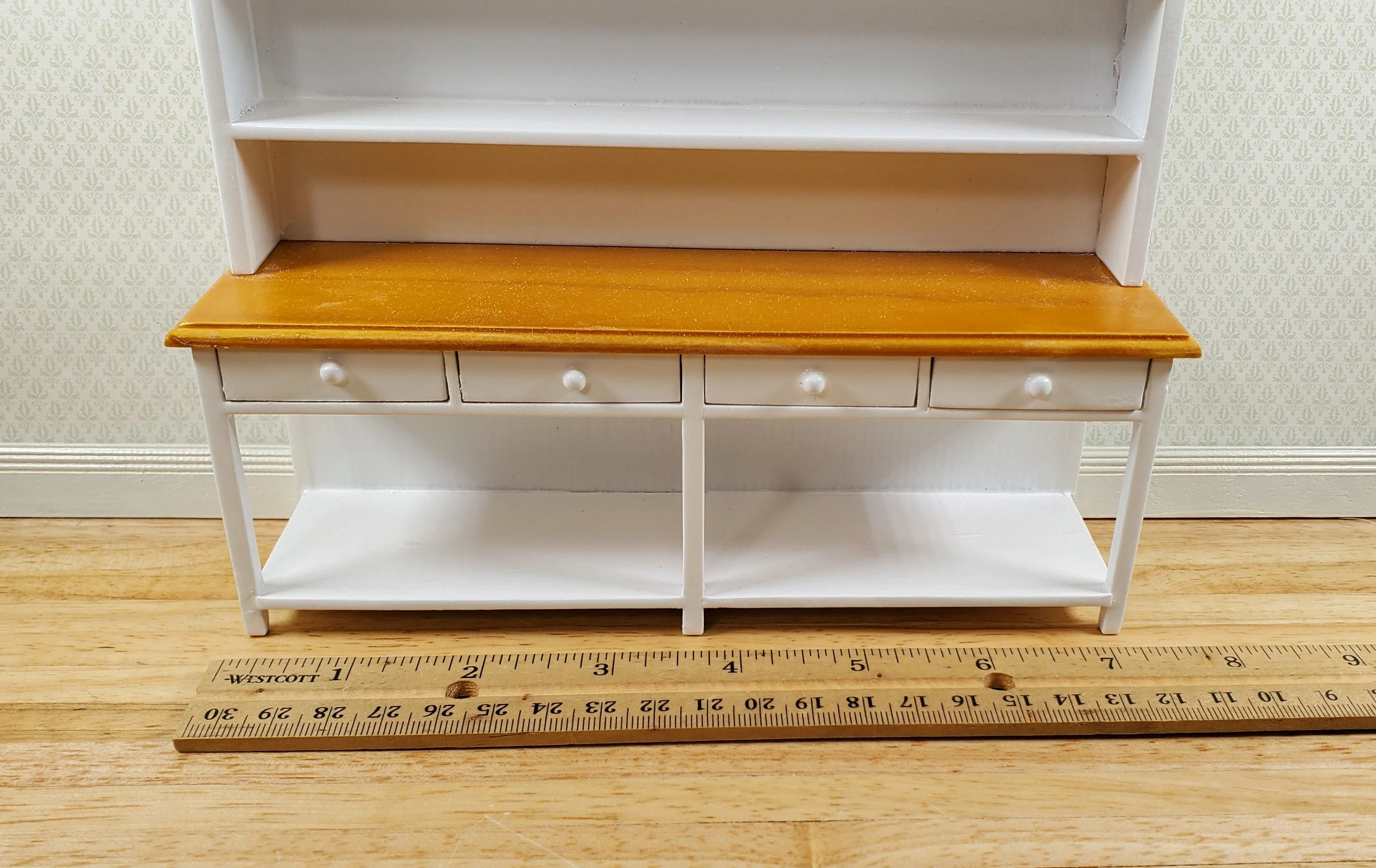 Dollhouse Georgian Welsh Dresser Kitchen Cupboard 1:12 Scale Miniature White Finish - Image 6