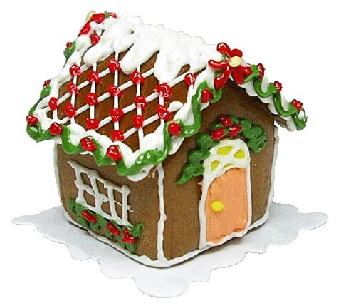 Dollhouse Gingerbread House Diamond Iced Roof 1:12 Scale Miniatures Food Bakery
