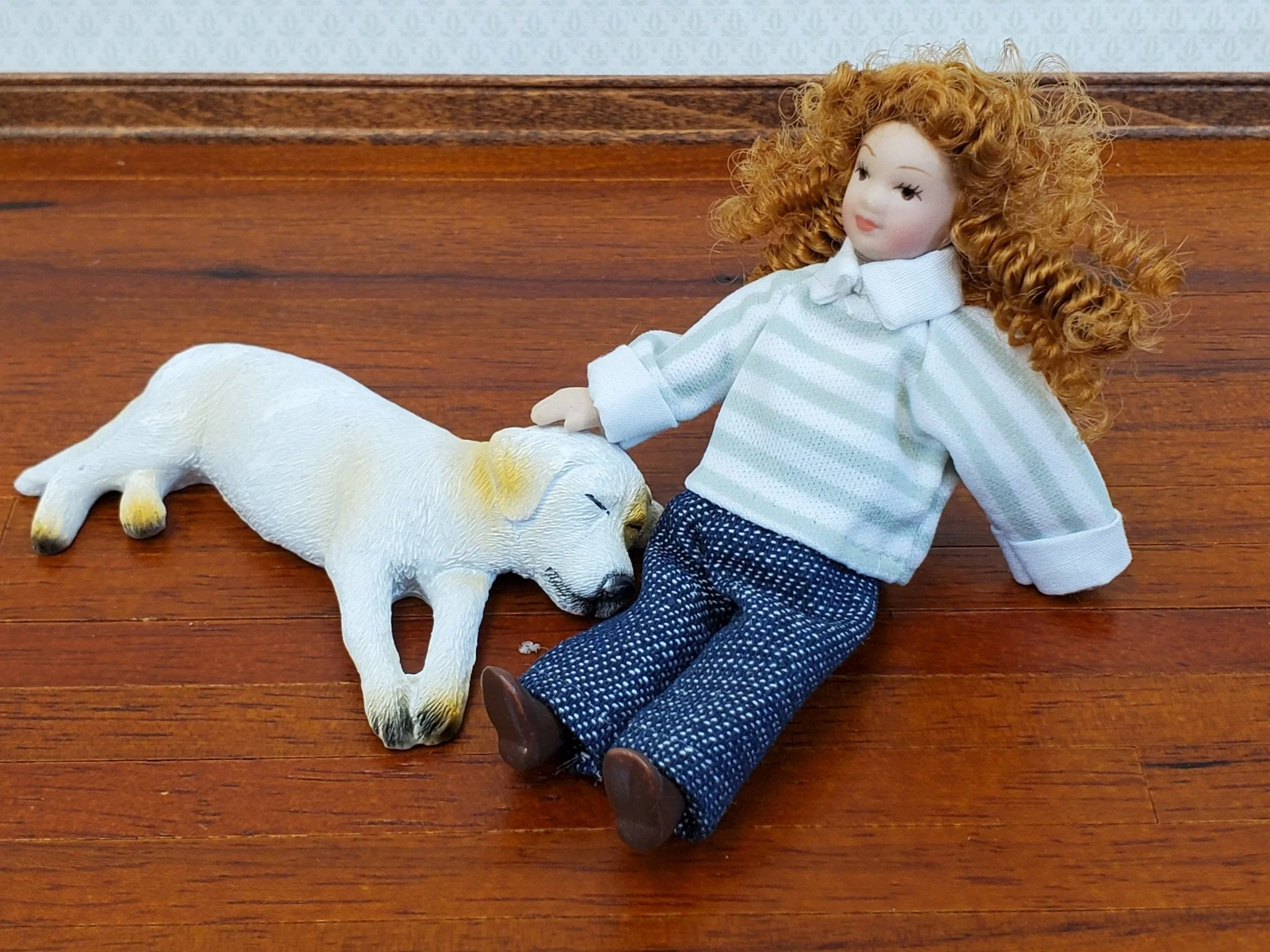 Dollhouse Girl Doll Modern Curly Hair Porcelain Poseable 1:12 Scale Miniature - Image 3