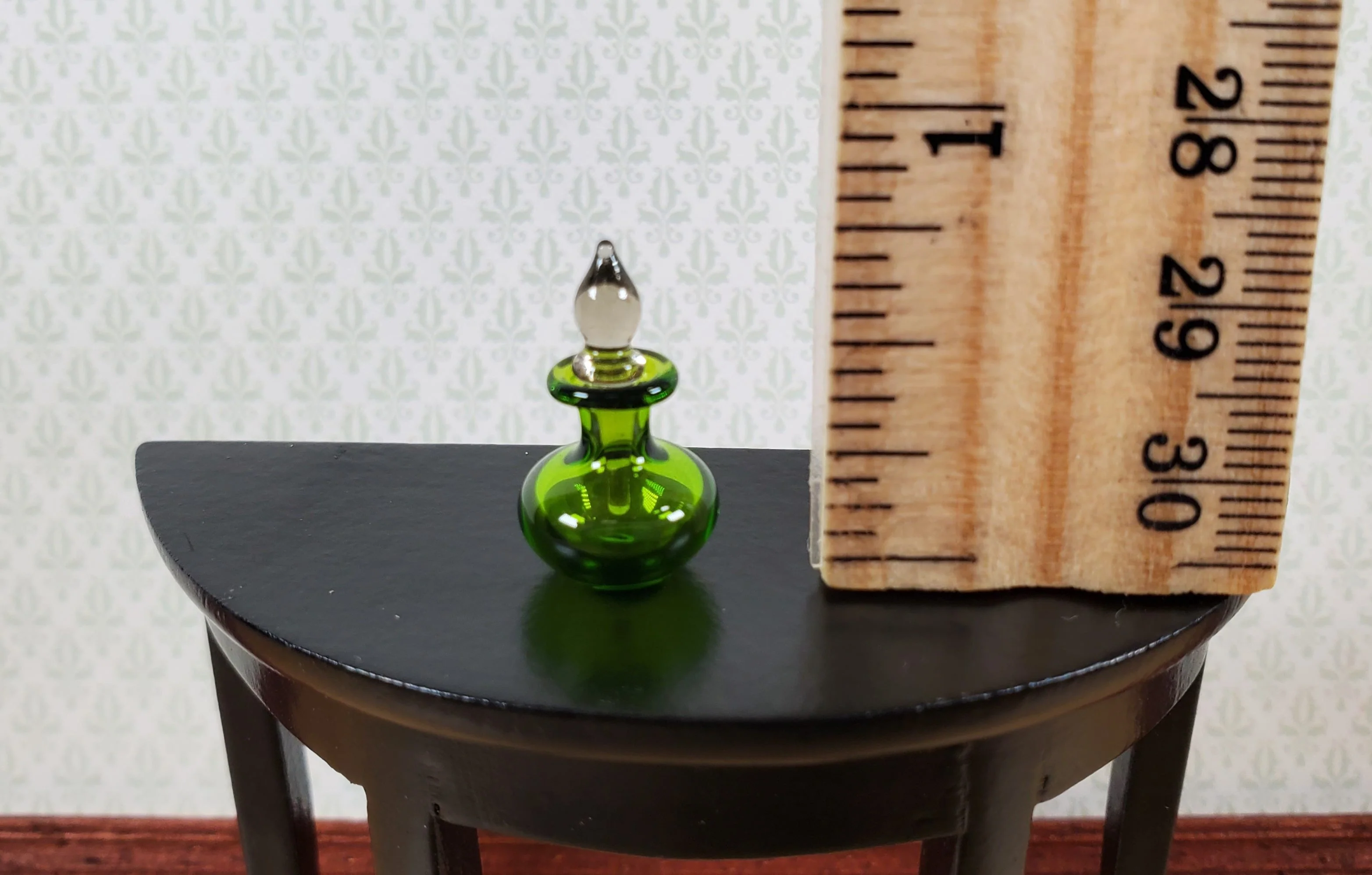 Dollhouse Glass Jar with Stopper Green Hand Blown Glass 1:12 Scale Miniature - Image 3