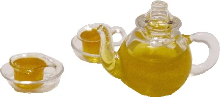 Dollhouse Glass Tea Set Teapot Teacups and Saucers 1:12 Scale
