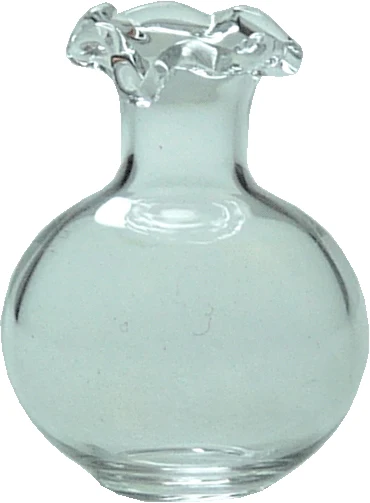 Dollhouse Glass Vase with Fluted Neck 1:12 Scale Miniature Decoration