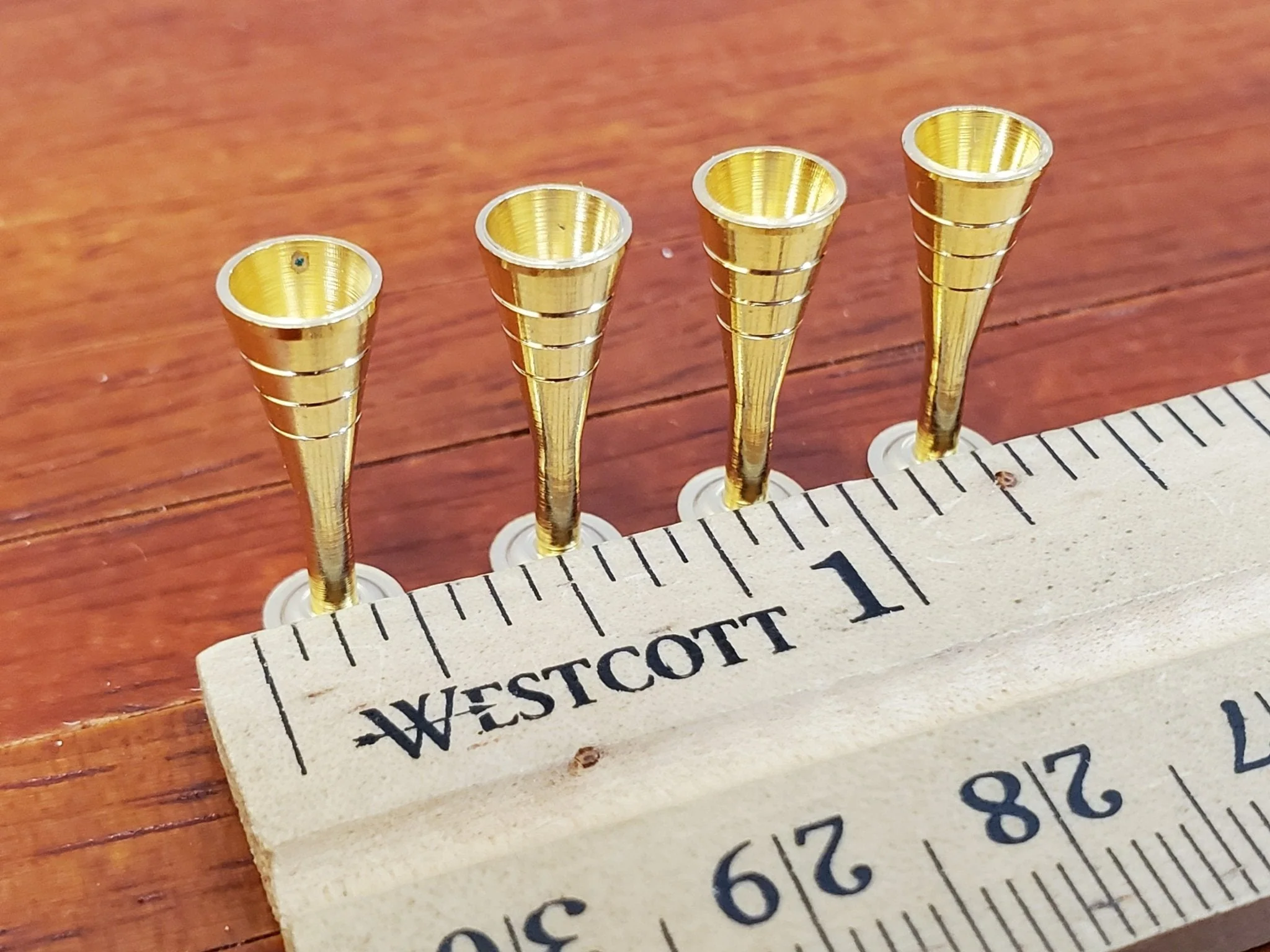 Dollhouse Glasses Fluted Champagne Gold Metal Set of 4 1:12 Scale Miniatures Kitchenware Glasses - Image 6