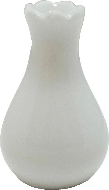 Dollhouse Glazed White Ceramic Fluted Vase 1:12 Scale Miniature