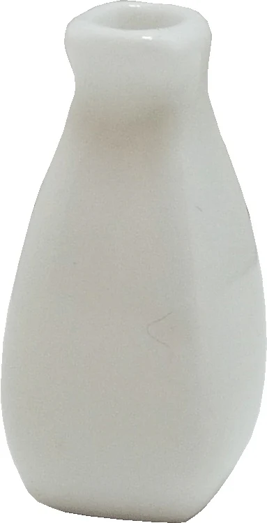 Dollhouse Glazed White Ceramic Four Sided Vase 1:12 Scale Miniature