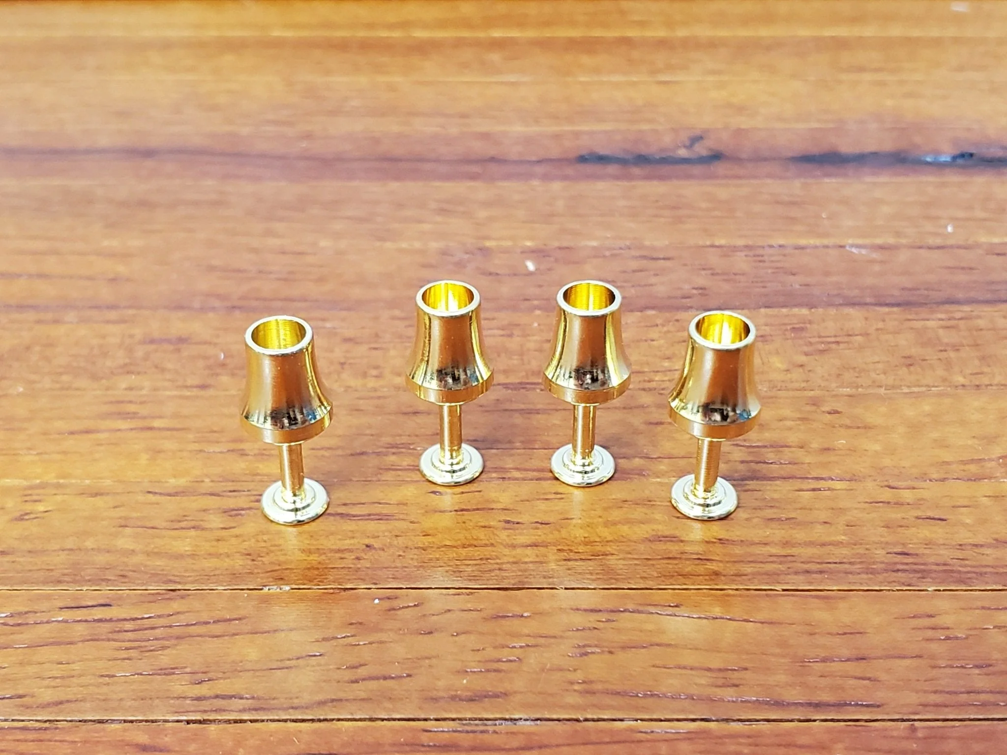 Dollhouse Goblets Tall Gold Metal Set of 4 1:12 Scale Miniatures Kitchenware Glasses - Image 2