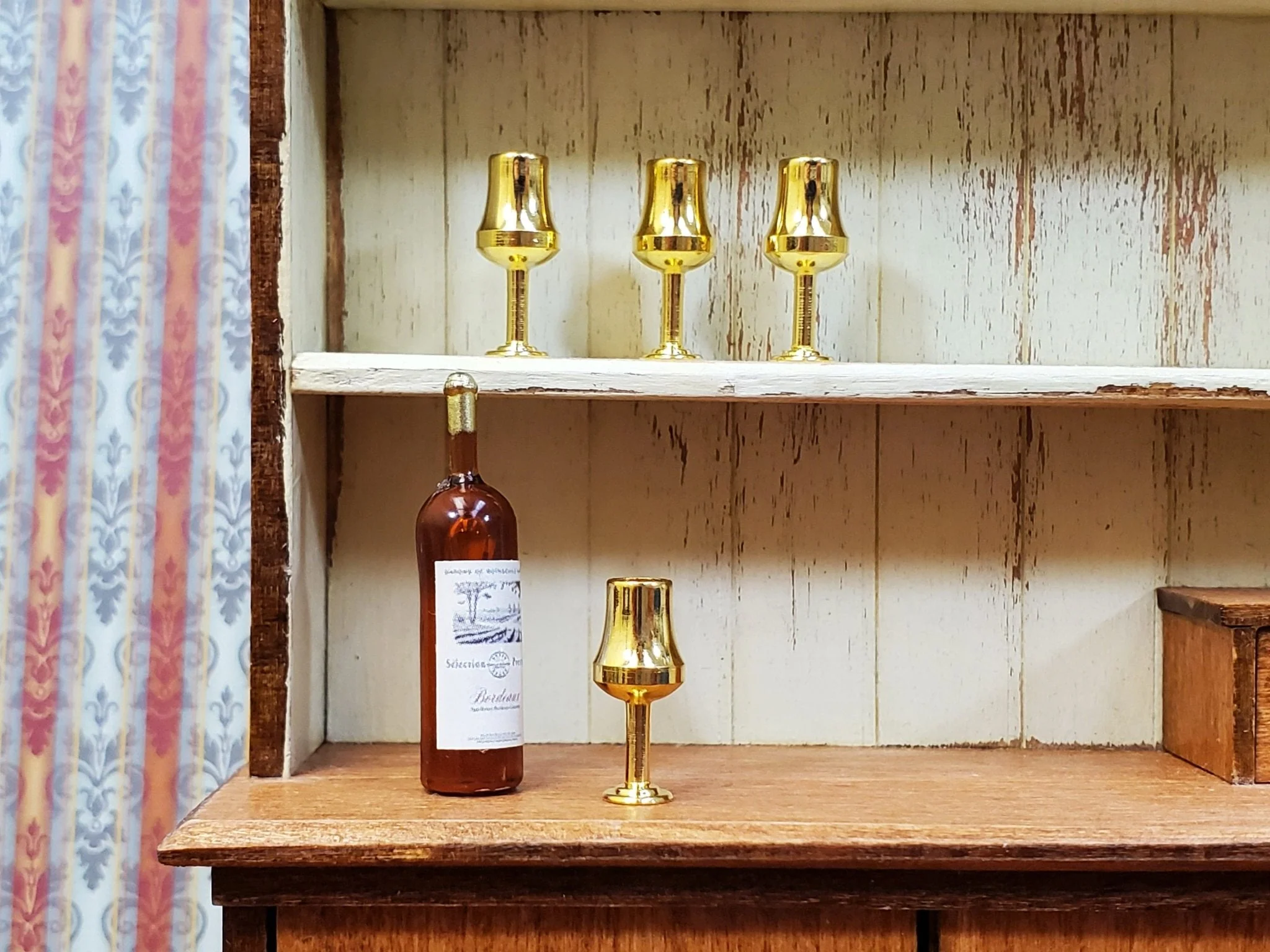Dollhouse Goblets Tall Gold Metal Set of 4 1:12 Scale Miniatures Kitchenware Glasses - Image 4