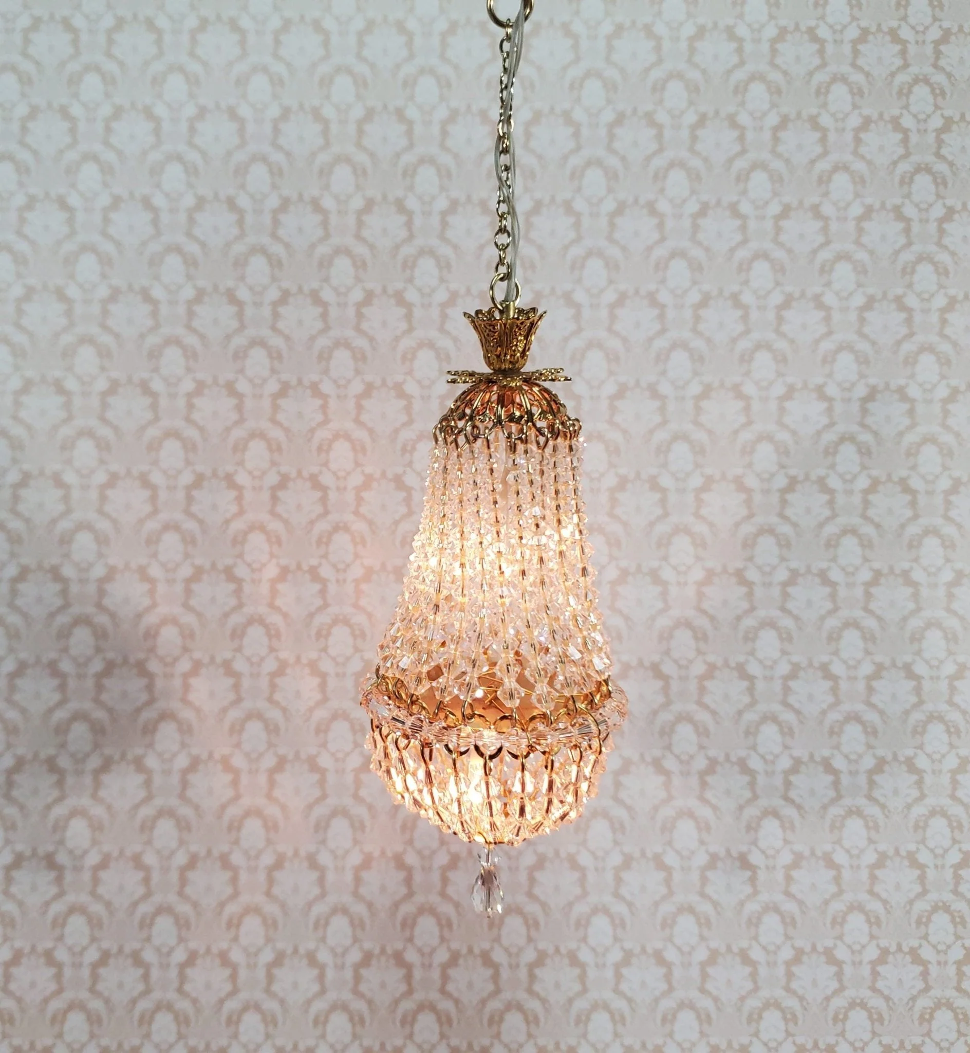Dollhouse Grand Chandelier "Chloe" Real Glass Crystals 12 Volt 1:12 Scale Miniature - Image 3