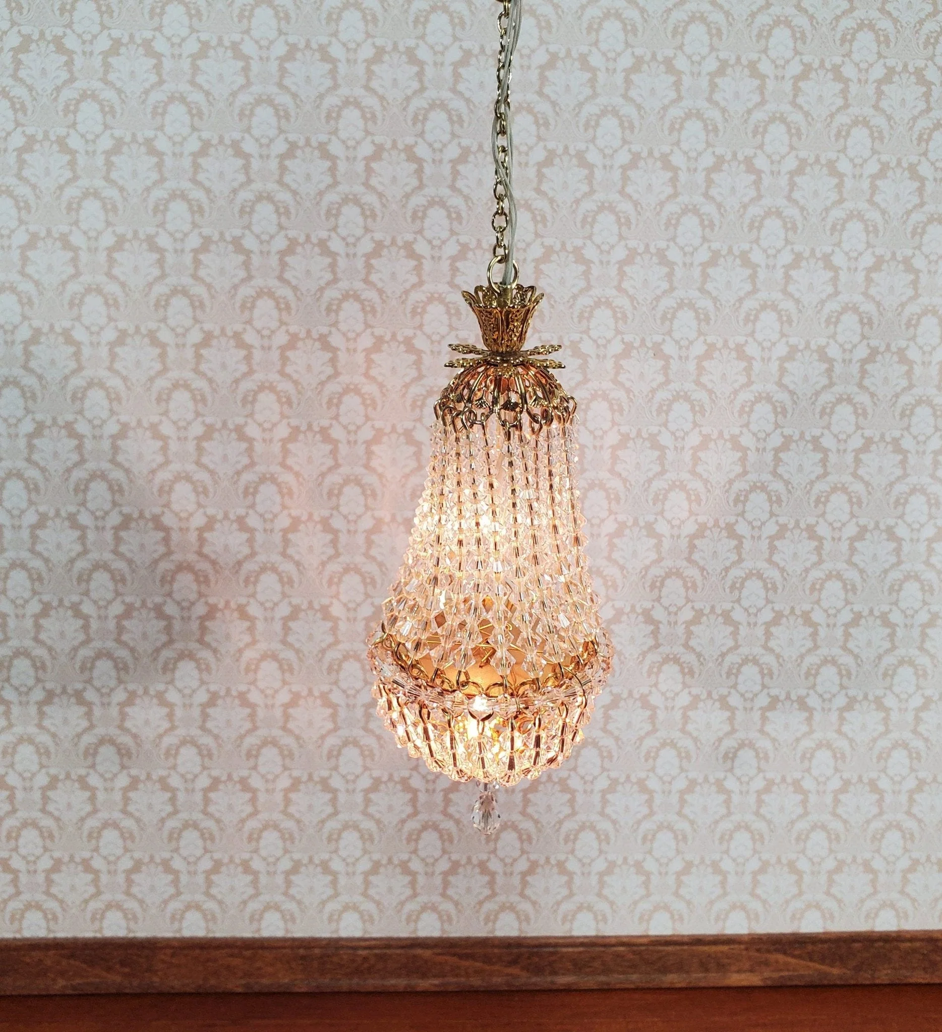 Dollhouse Grand Chandelier "Chloe" Real Glass Crystals 12 Volt 1:12 Scale Miniature - Image 5