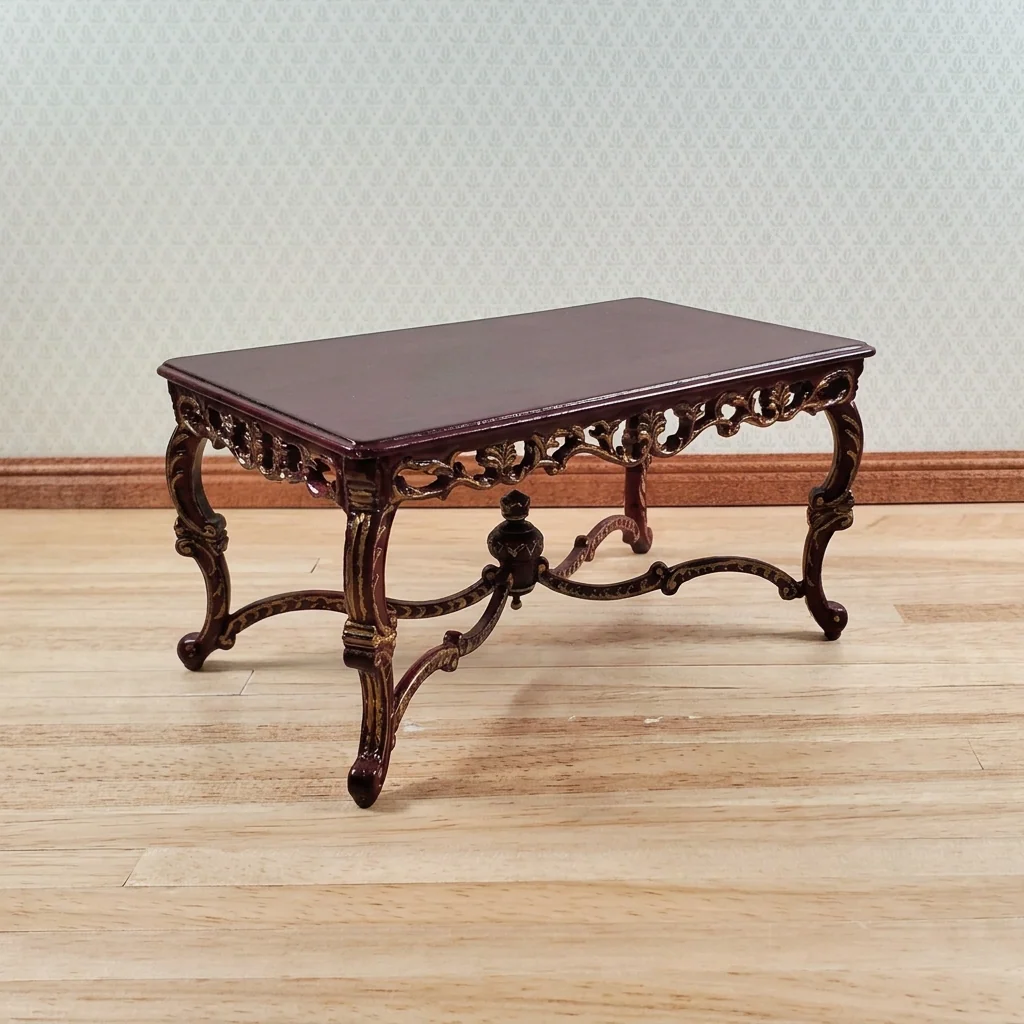Dollhouse Grand Dining Table by Hansson 1:12 Scale Miniature Mahogany Finish - Image 3
