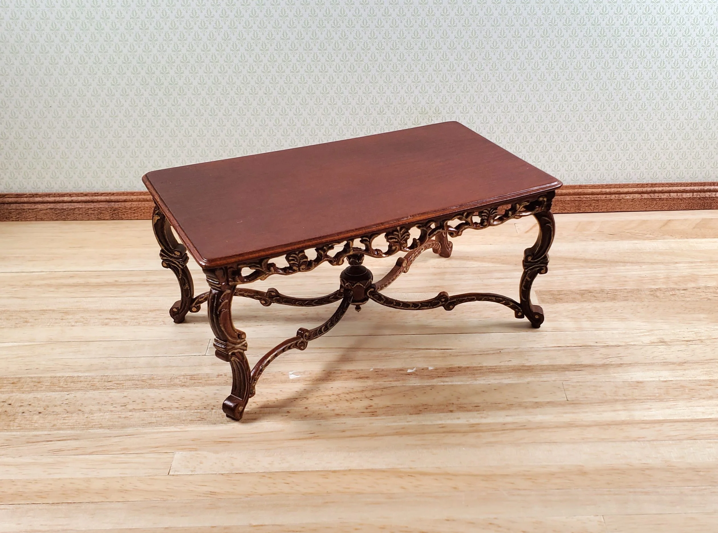 Dollhouse Grand Dining Table by Hansson 1:12 Scale Miniature Walnut Finish - Image 2
