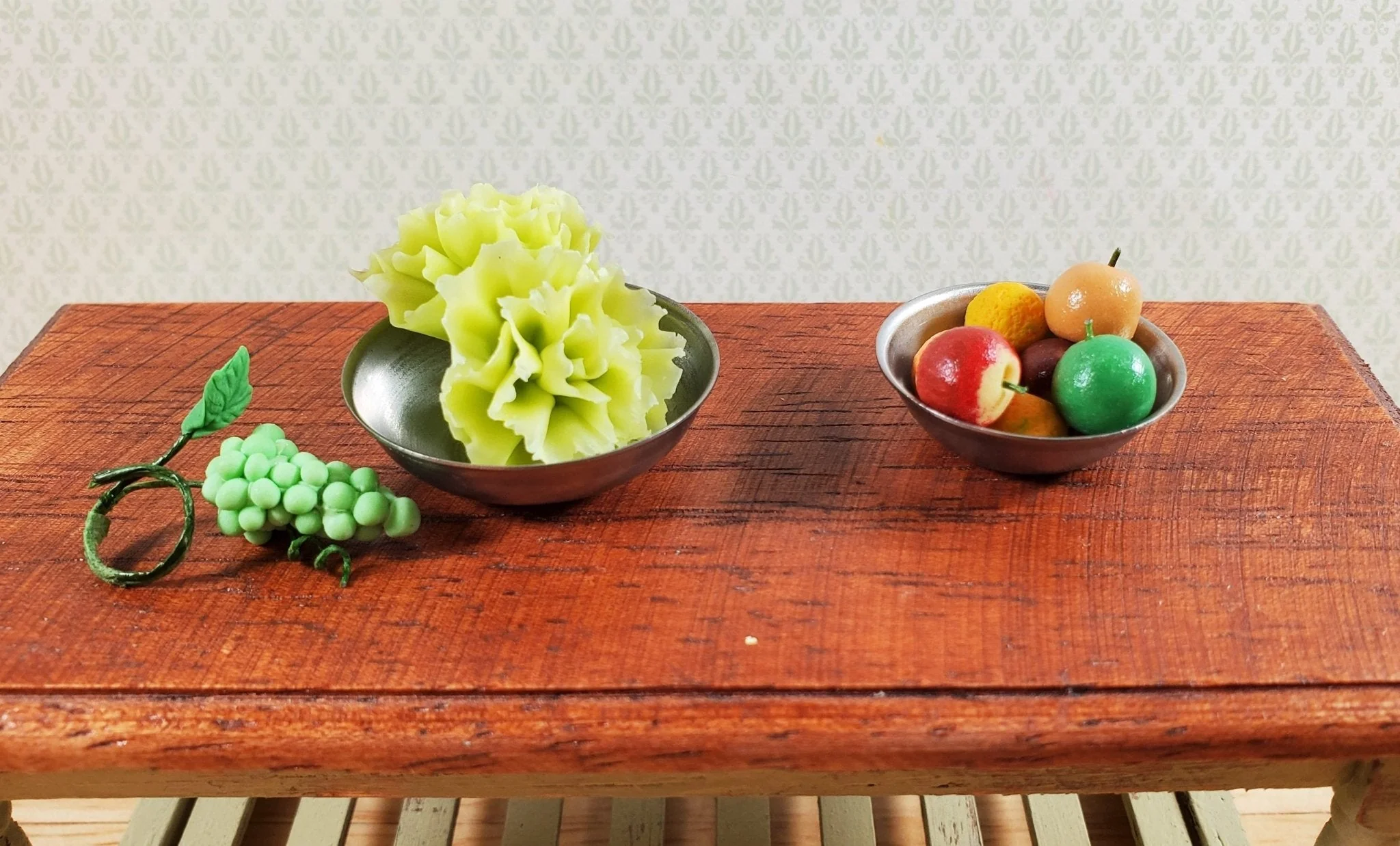 Dollhouse Green Leaf Lettuce 2 Heads 1:12 Scale Miniature Kitchen Groceries - Image 2