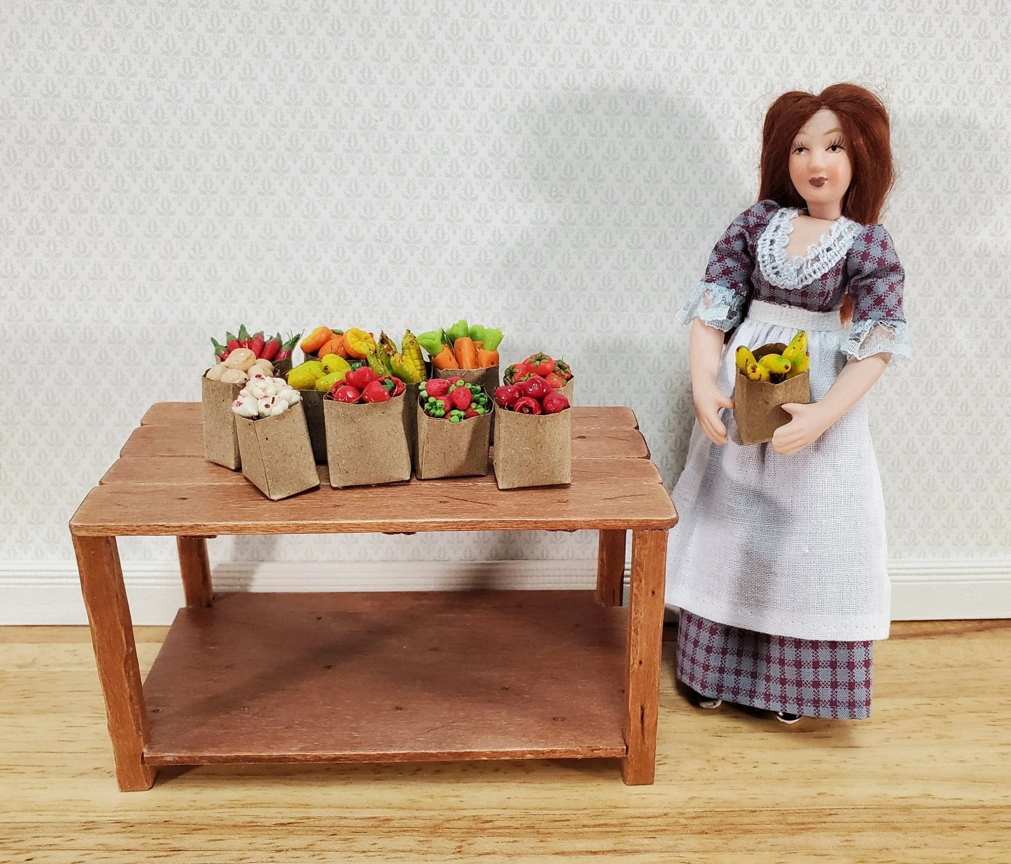 Dollhouse Groceries 12 Small Bags Fruits Vegetables 1:12 Scale Miniature Food Kitchen - Image 4