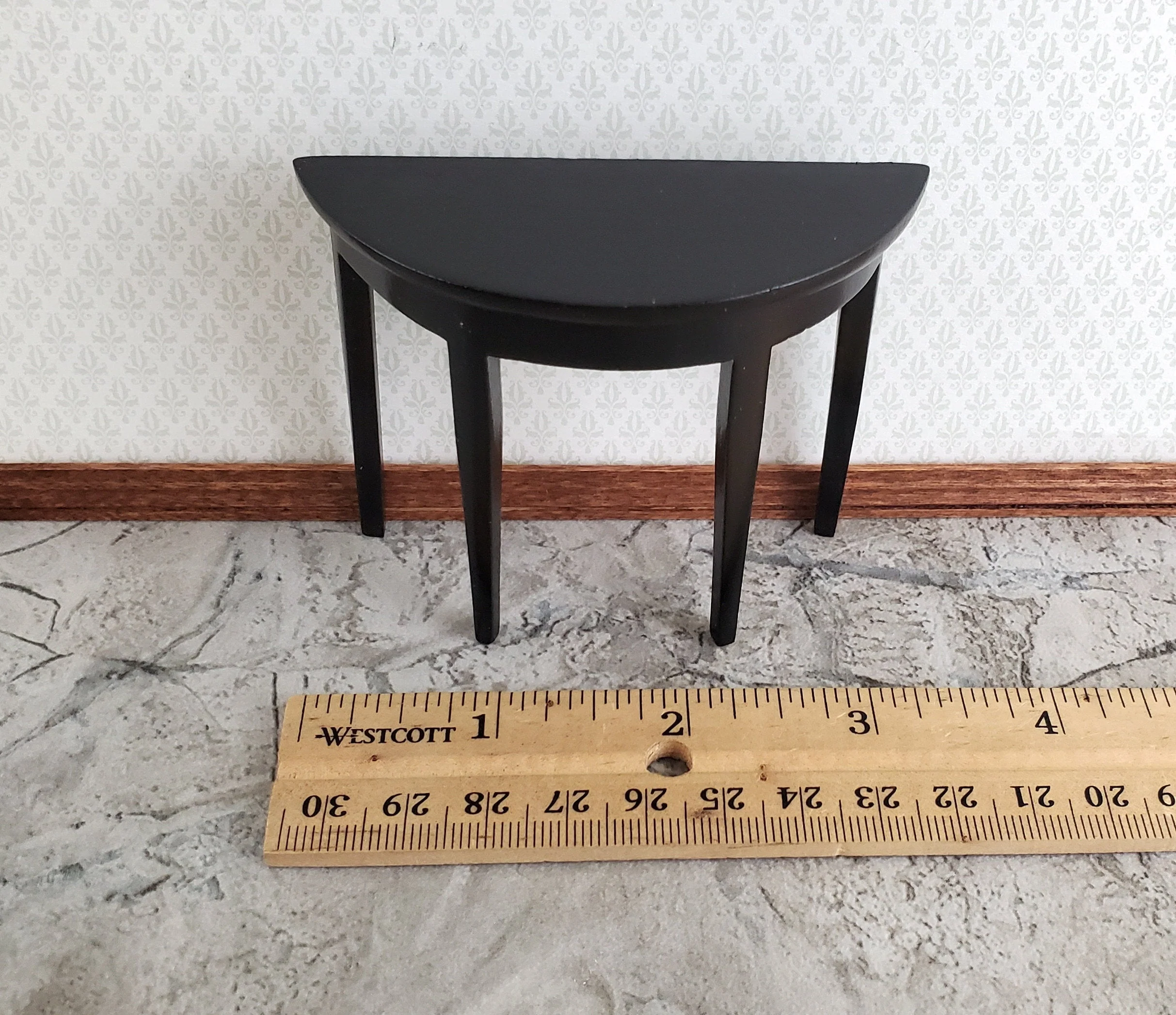 Dollhouse Half Round Hall Table Black Finish 1:12 Scale Miniature Furniture - Image 4