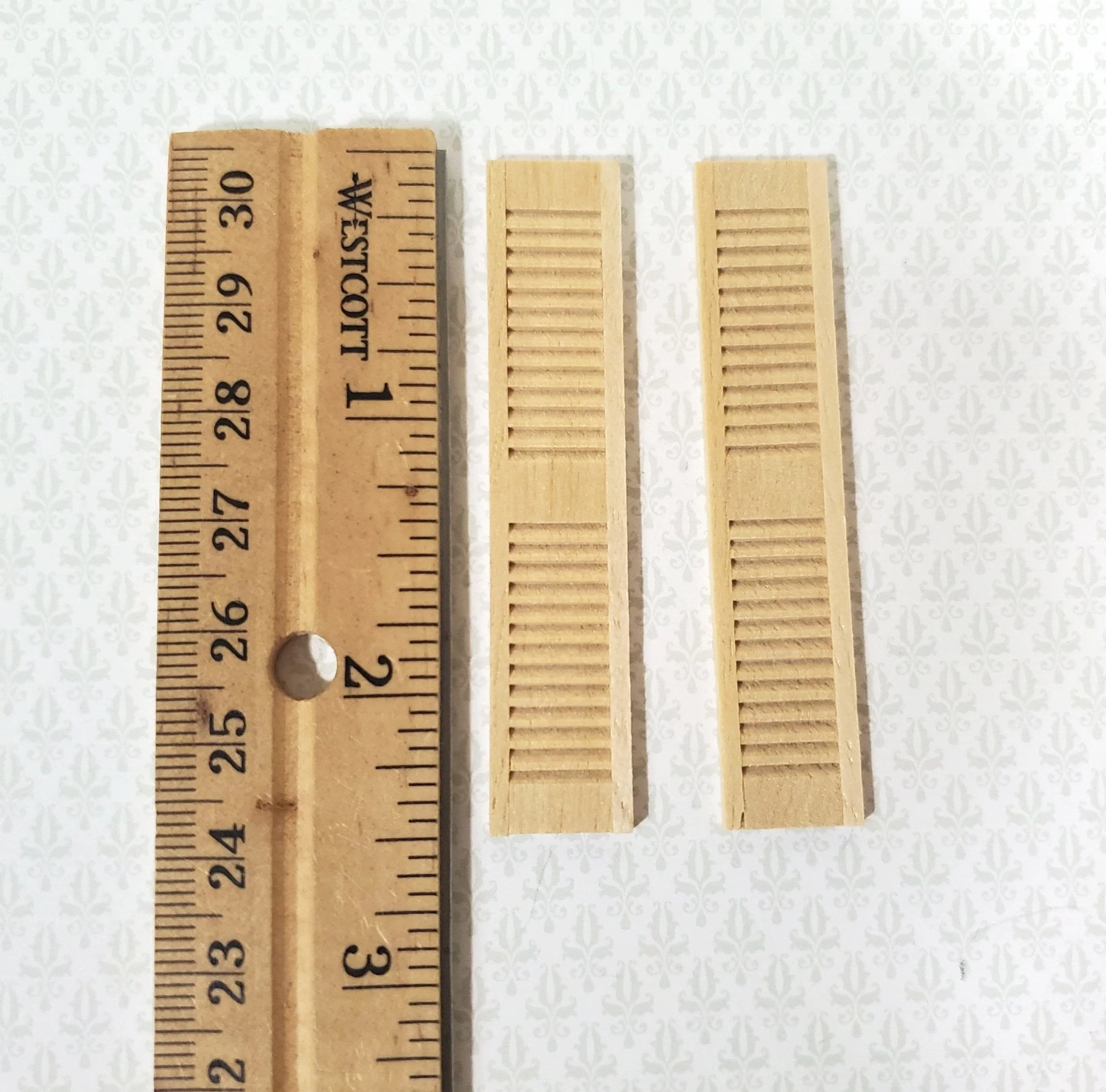 Dollhouse Half Scale 1:24 Shutters Louvered 1 Pair Wood 2 1/2" x 1/2" HWH5025 Houseworks - Image 2