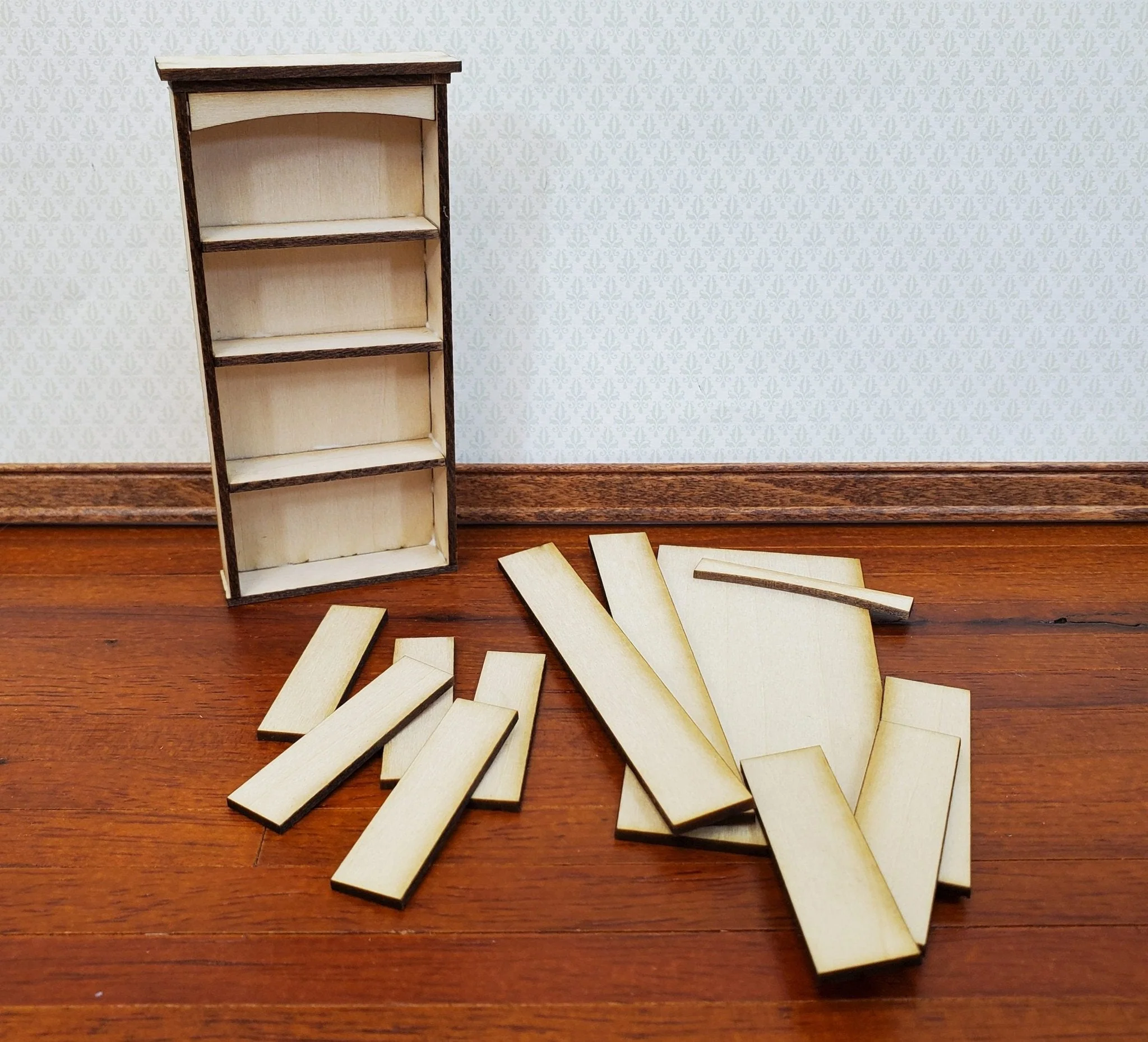 Dollhouse HALF SCALE Bookcase KIT 1:24 Scale Miniature DIY Library Bookshelf - Image 2