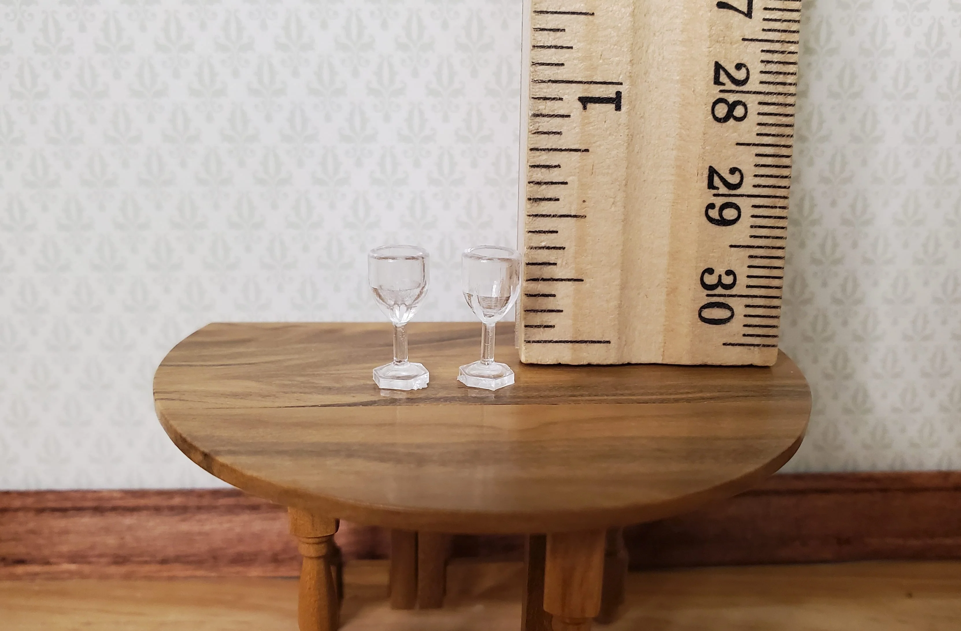 Dollhouse HALF SCALE Cut Stemware Wine Glasses Fancy x2 plastic 1:24 - Image 4