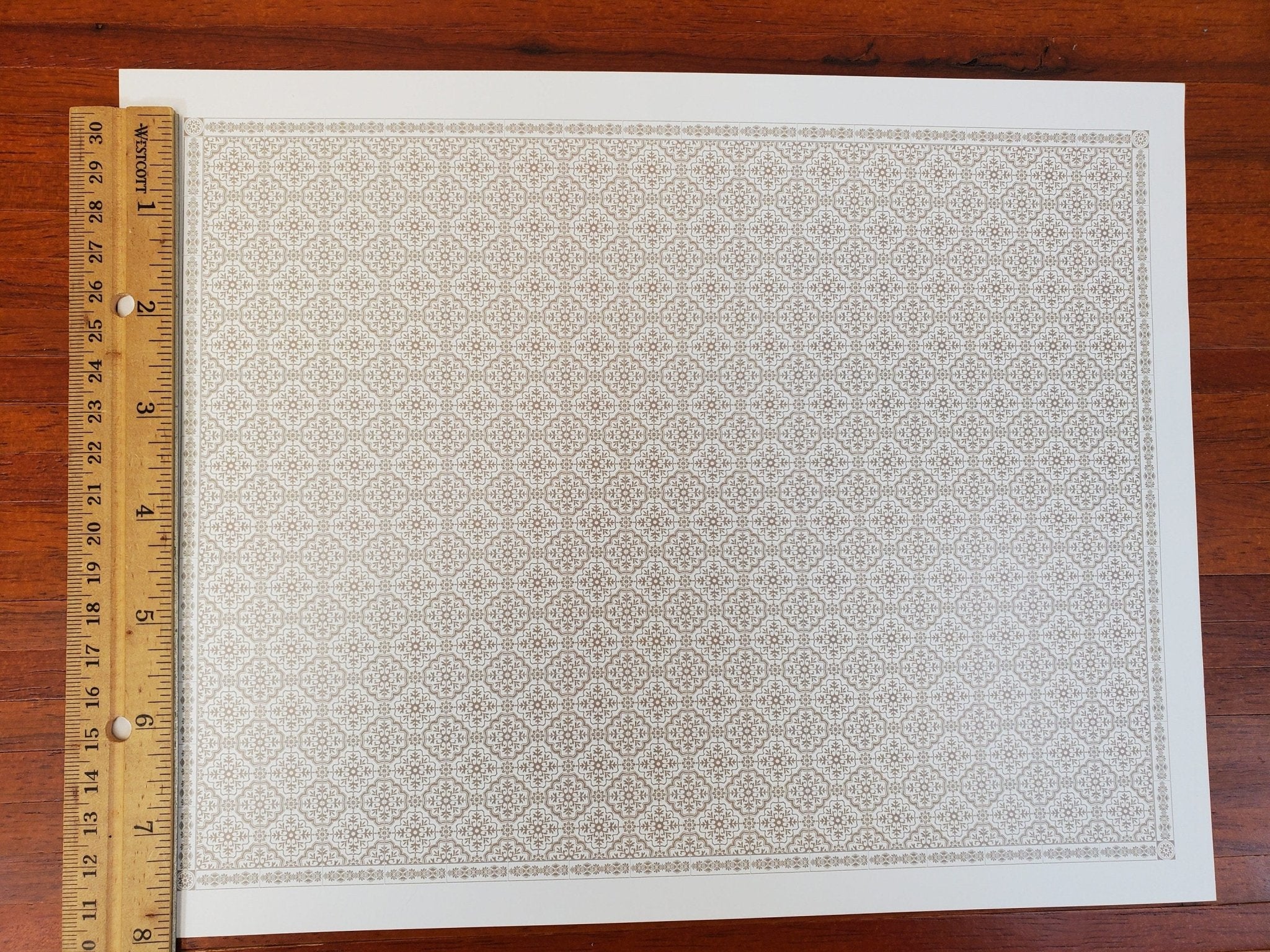 Dollhouse HALF SCALE Floor Tile Paper Bronze on White 1:24 Scale by Itsy Bitsy - Image 4