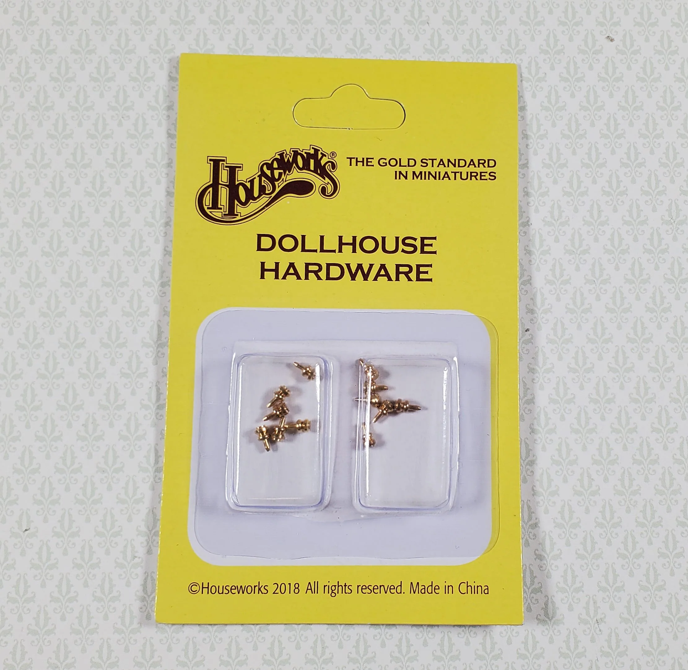 Dollhouse HALF SCALE Gold Brass Knobs Drawer Pulls Set of 12 Houseworks H1116 - Image 2