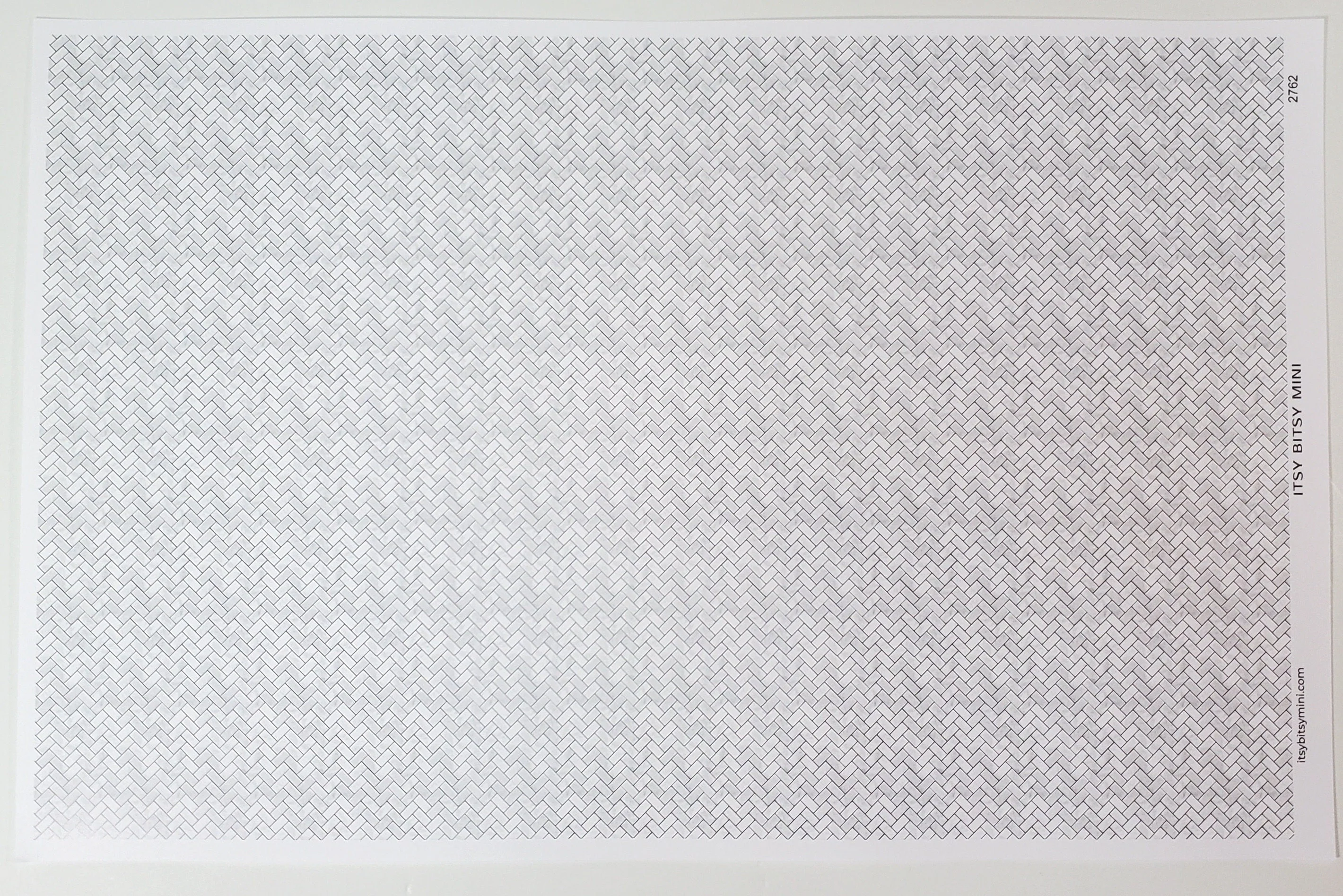 Dollhouse HALF SCALE Herringbone Tile Paper Carrara Marble Floor 1:24 Scale Itsy Bitsy - Image 2