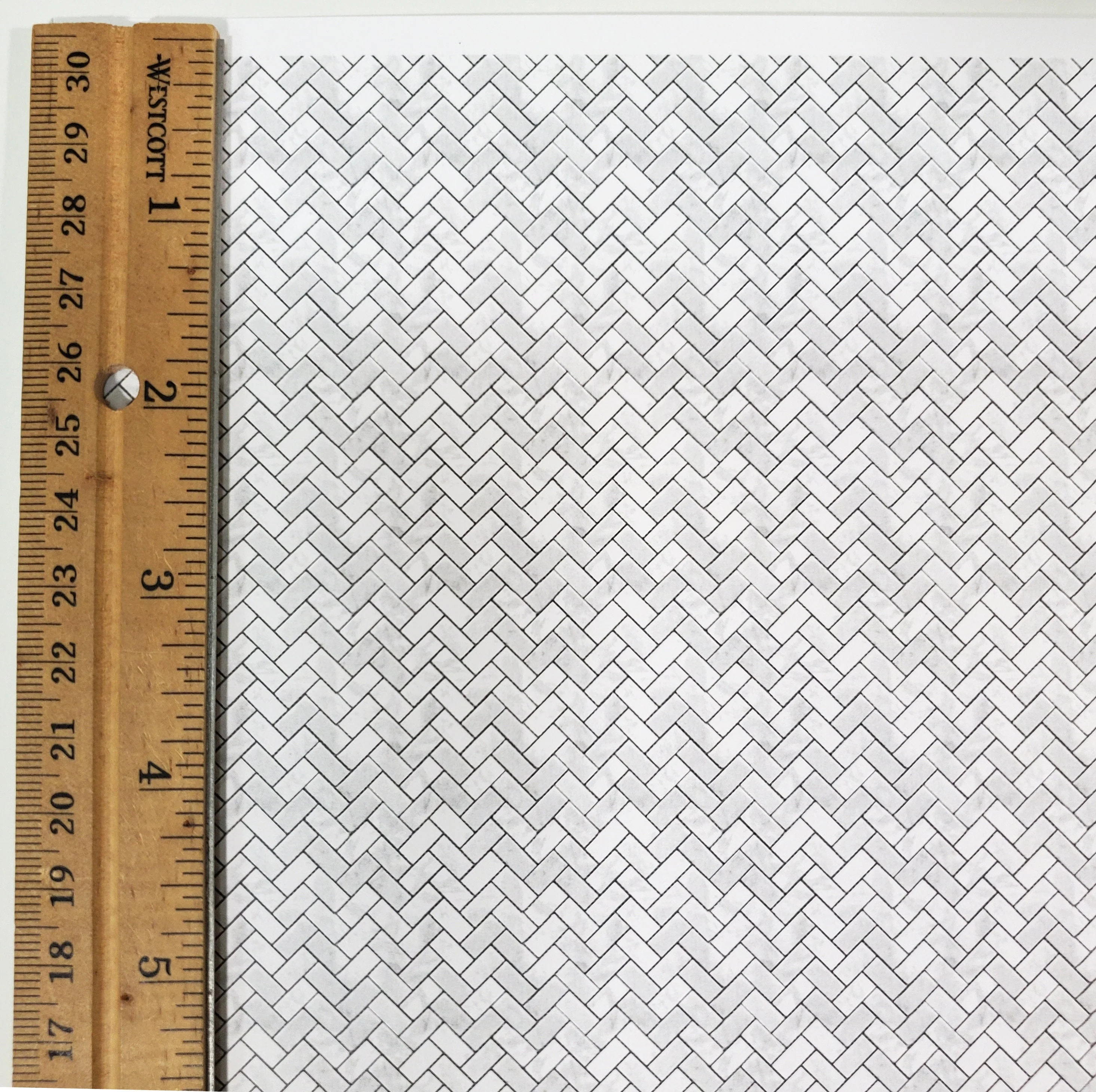 Dollhouse HALF SCALE Herringbone Tile Paper Carrara Marble Floor 1:24 Scale Itsy Bitsy - Image 3